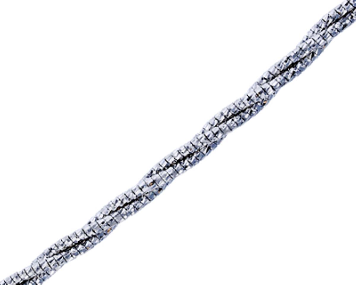 Sterling Silver Rhodium Diamond Cut Twist 16" Herringbone Chain