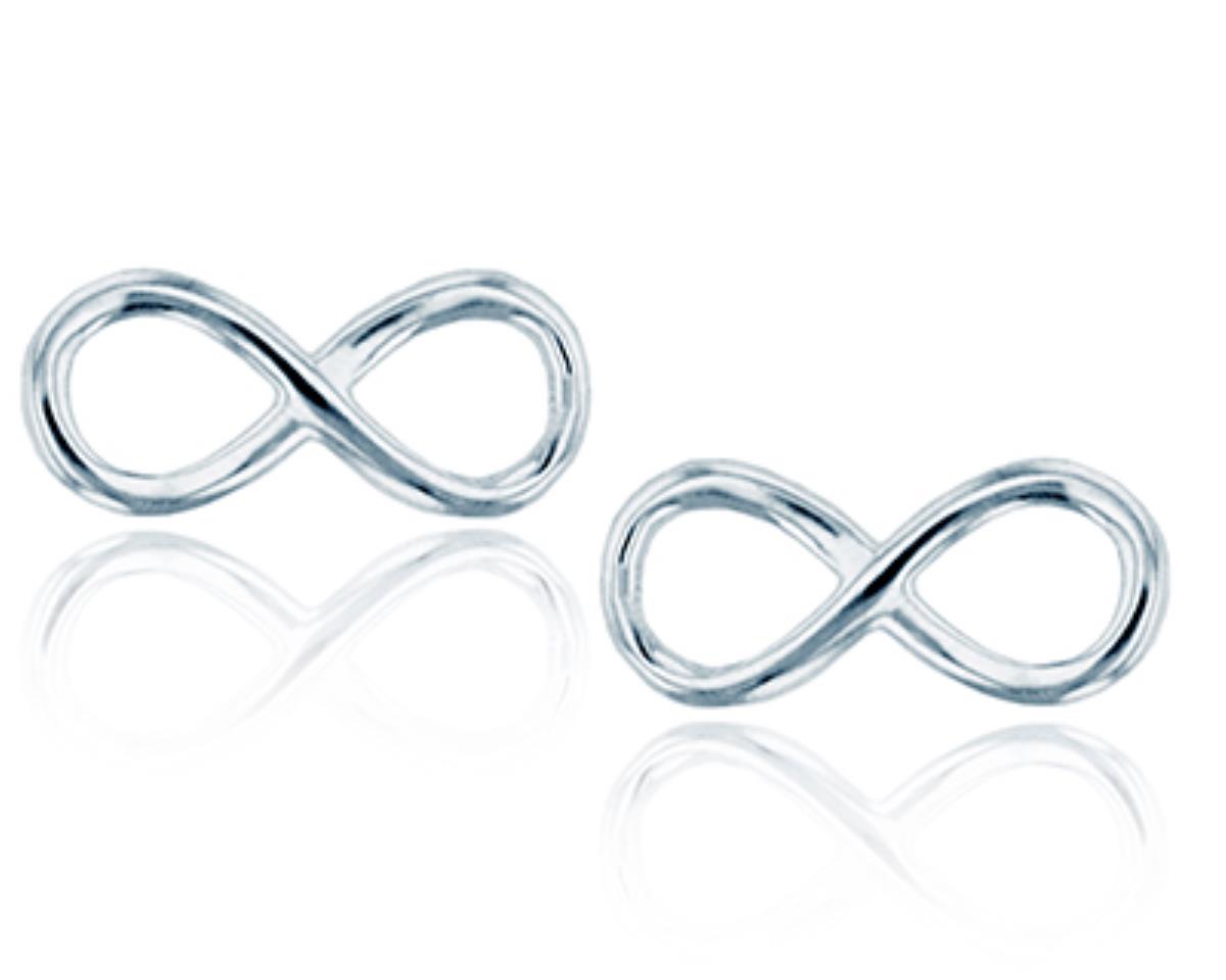 Sterling Silver Rhodium High Polished Infinity Stud 12x6mm Earring