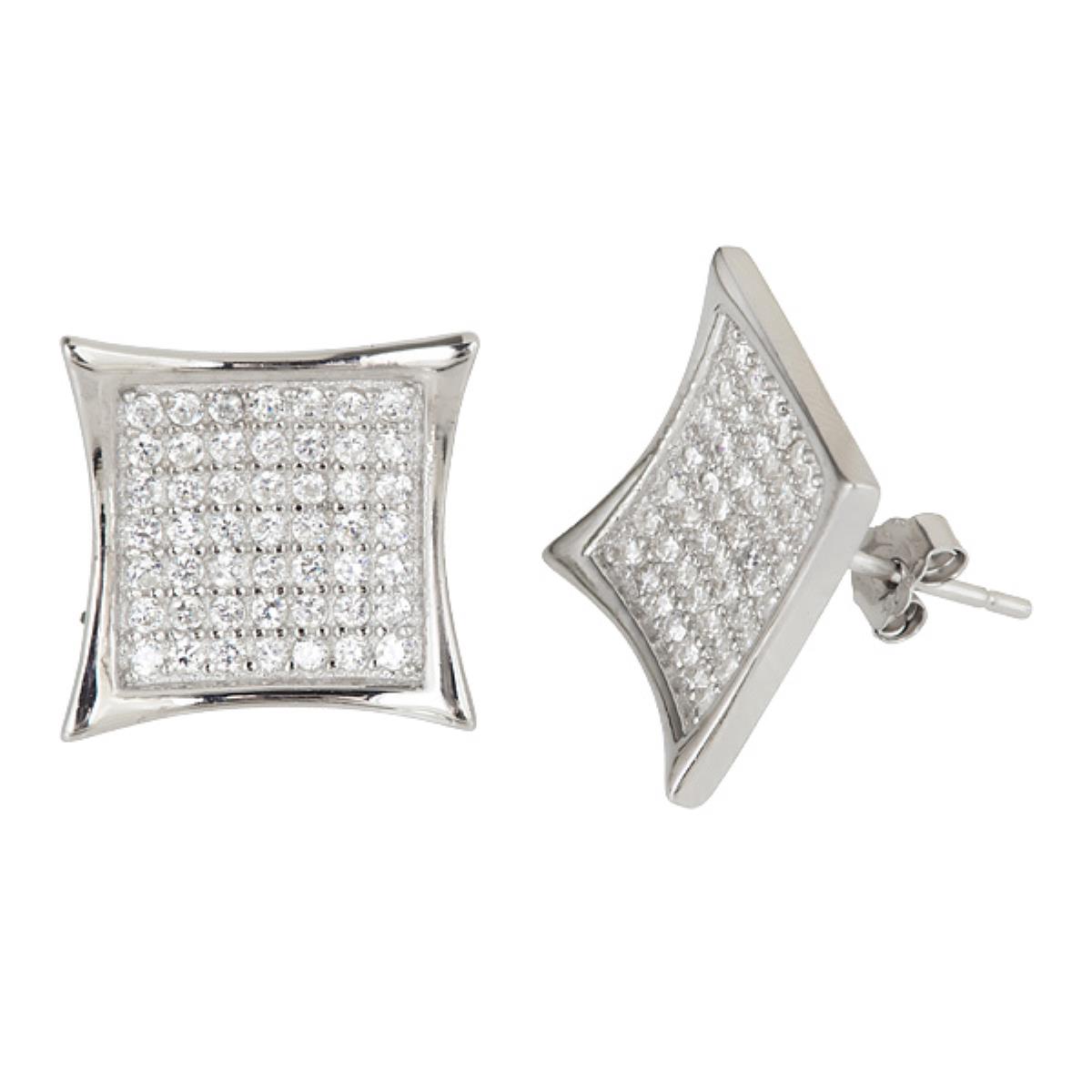 Pure Platinum Plated Brass 10x10mm Curved Square Stud