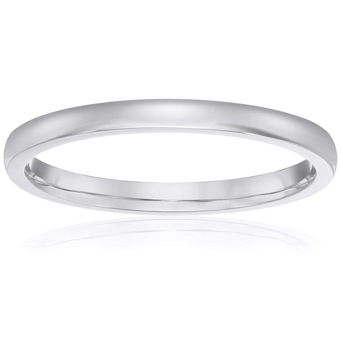 14K White Gold 2mm Polished Comfort Feel Plain Wedding Band