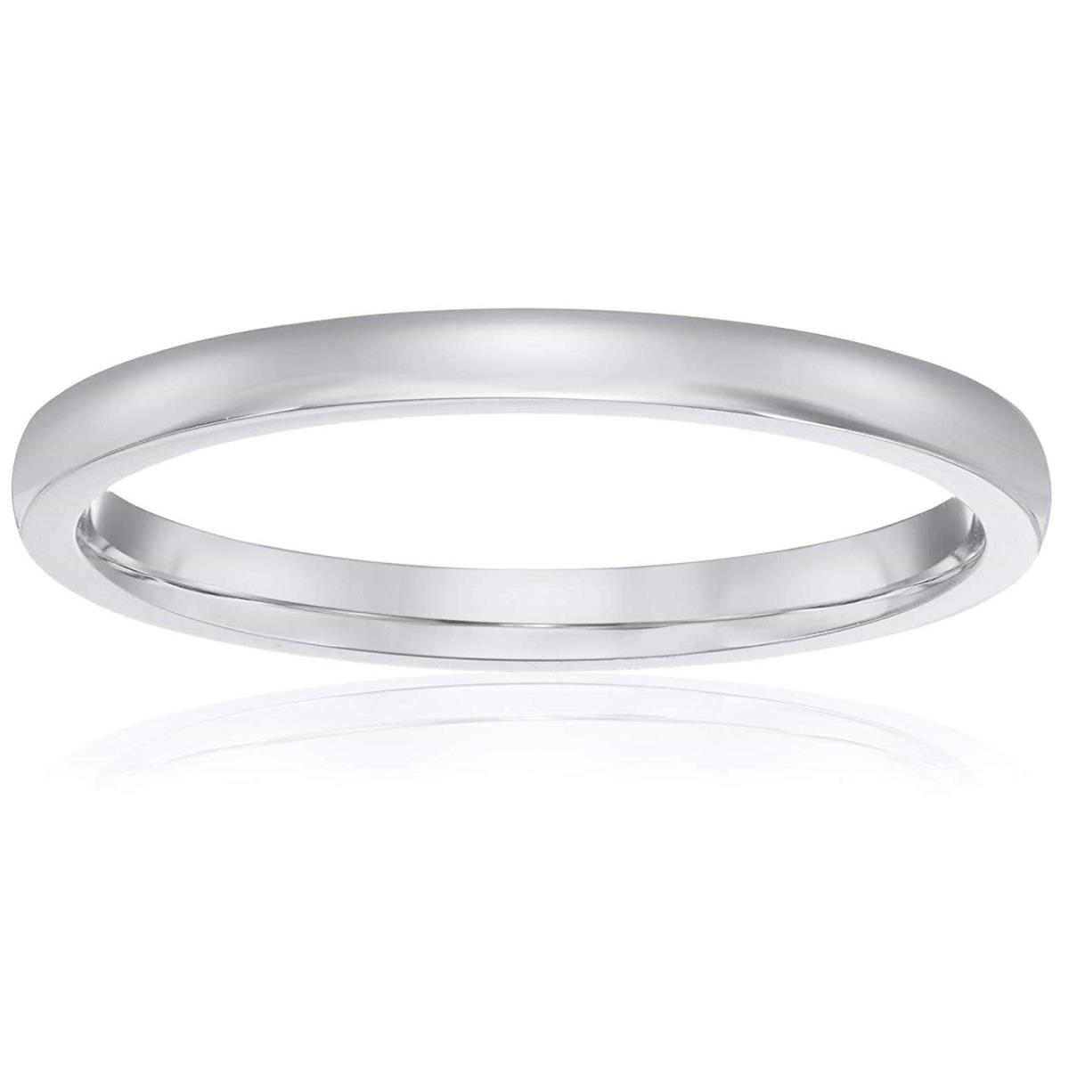 14K White Gold 2mm Polished Comfort Feel Plain Wedding Band