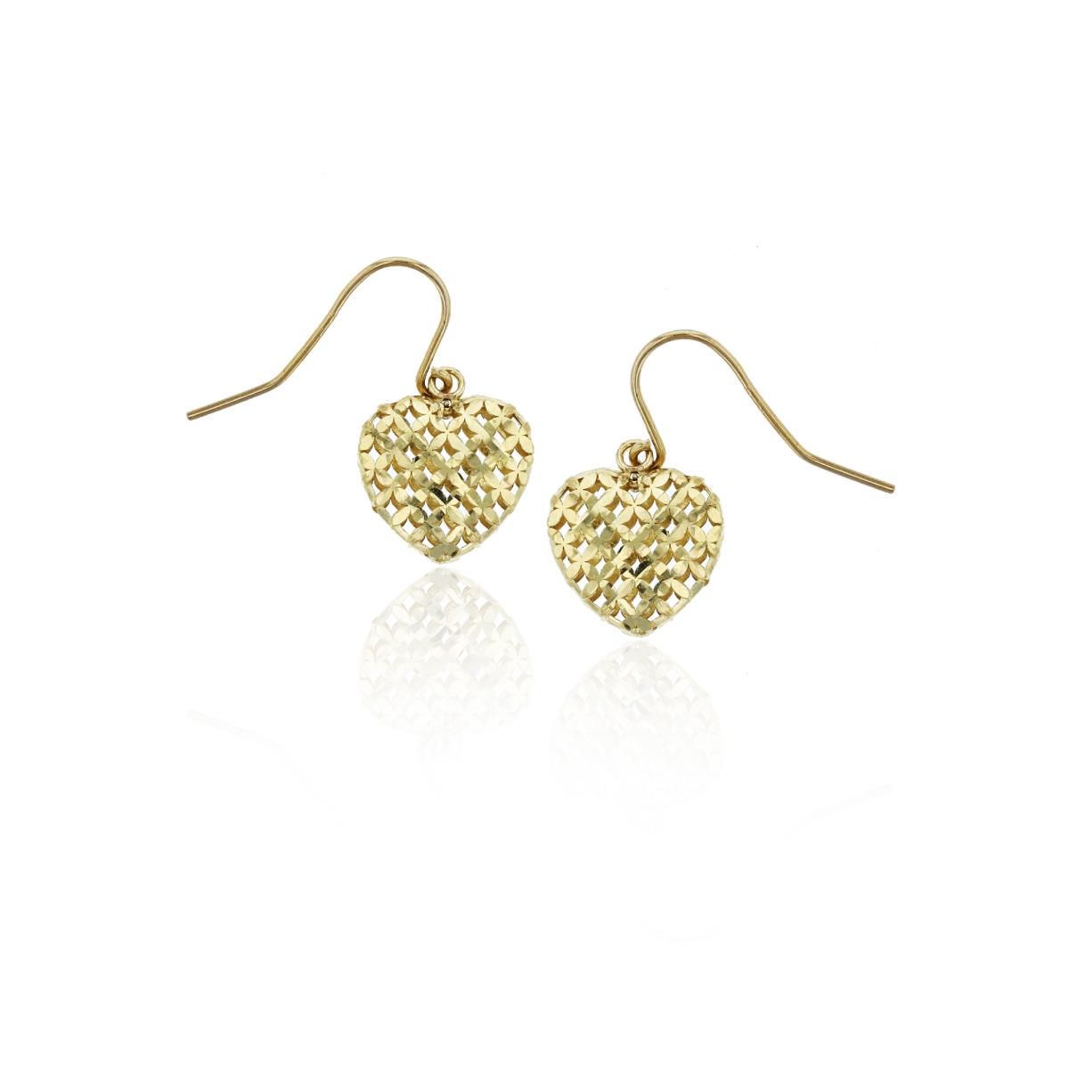 10K Yellow Gold Heart Dangling Earring
