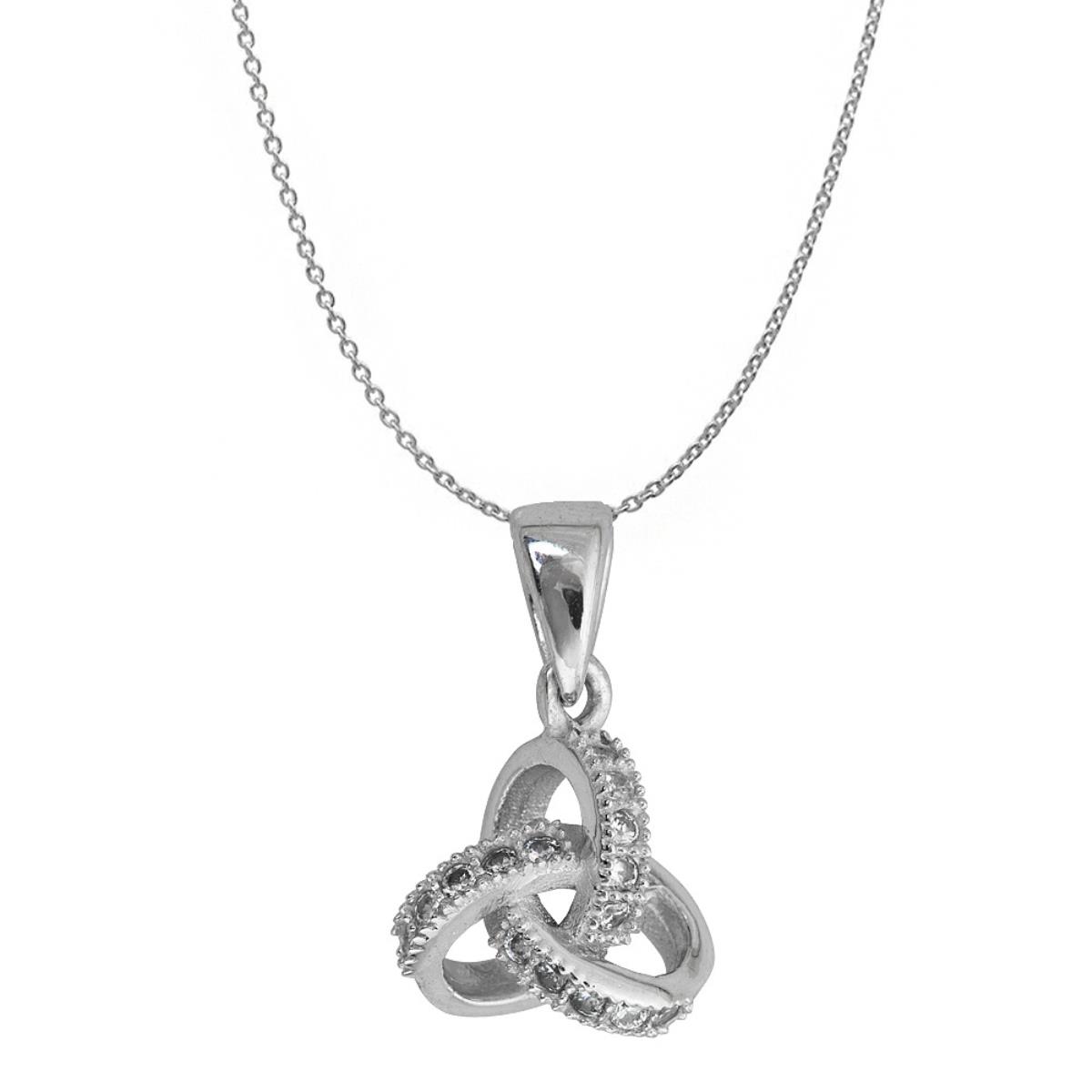 Sterling Silver Rhodium Love Knot 18" DC Cable Chain Necklace