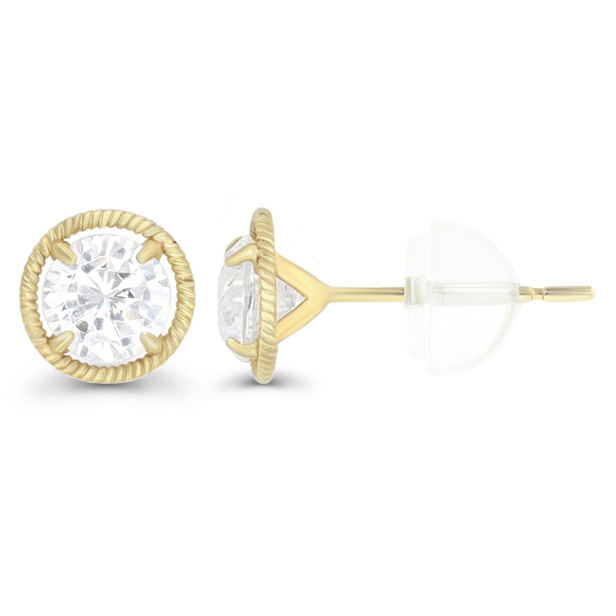 14K Yellow Gold 5.25mm Rd Martini Rope Solitaire Stud Earring