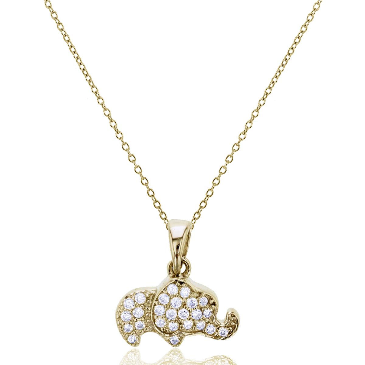 Sterling Silver Yellow Pave Baby Elephant Dangling Pendant