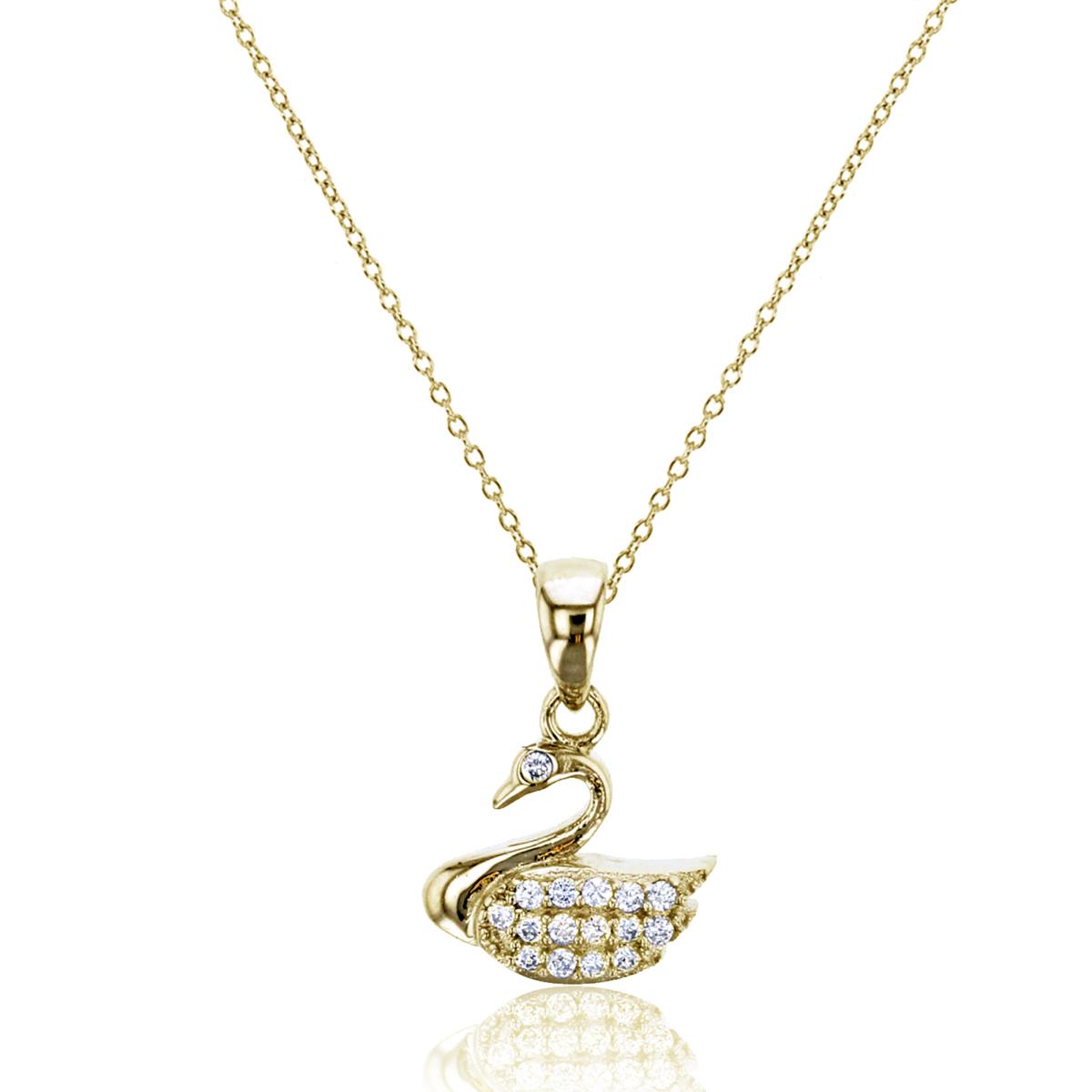 Sterling Silver Yellow Round CZ Swan Dangling Pendant