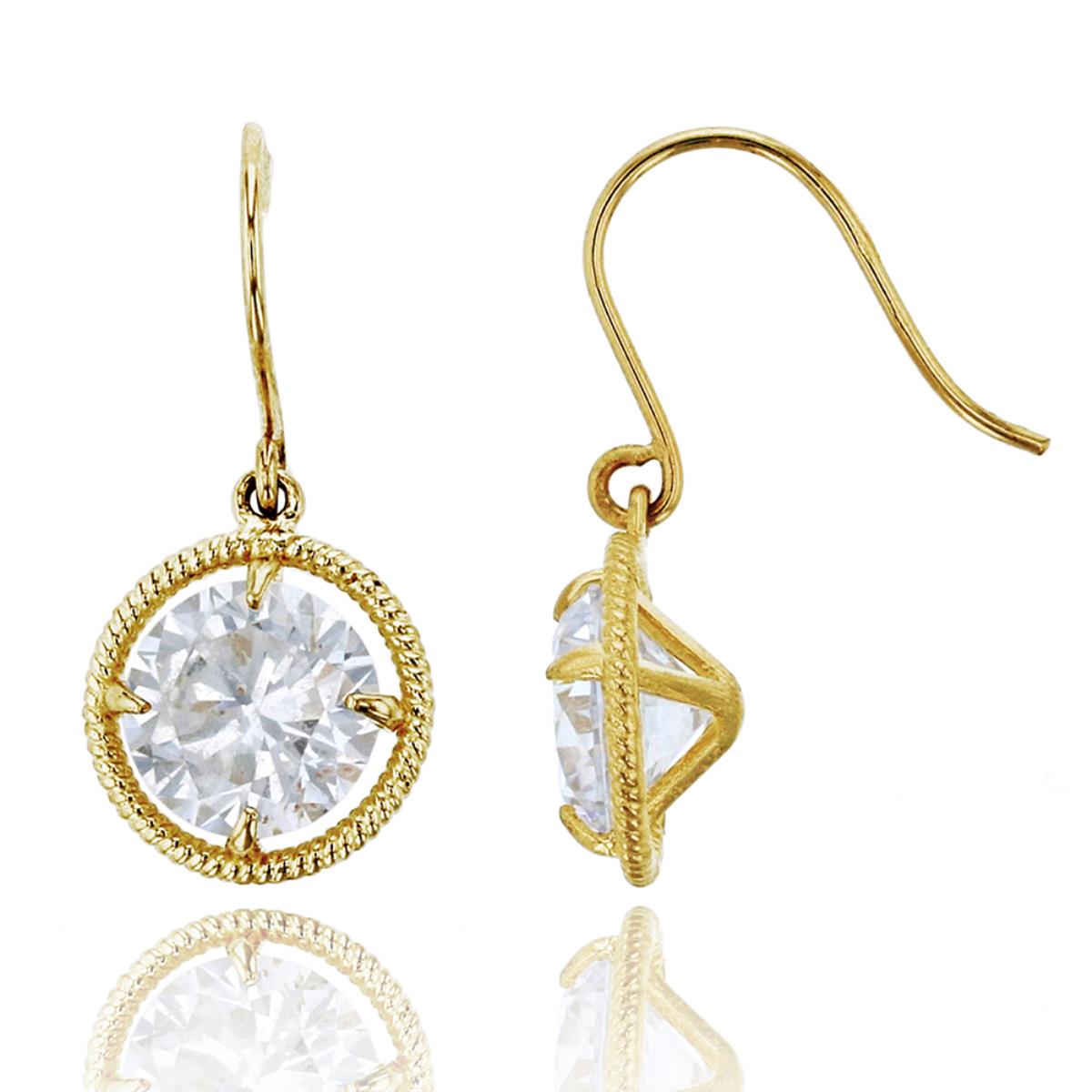 10K Yellow Gold 6.00mm Round Cut Rope Solitaire Dangling Earring