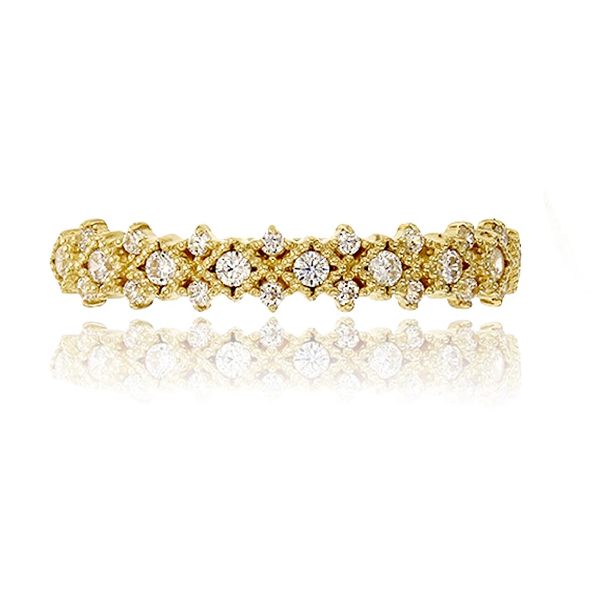 10K Yellow Gold 1.1mm& 1.5mm Round CZ Micropave Fashion Ring