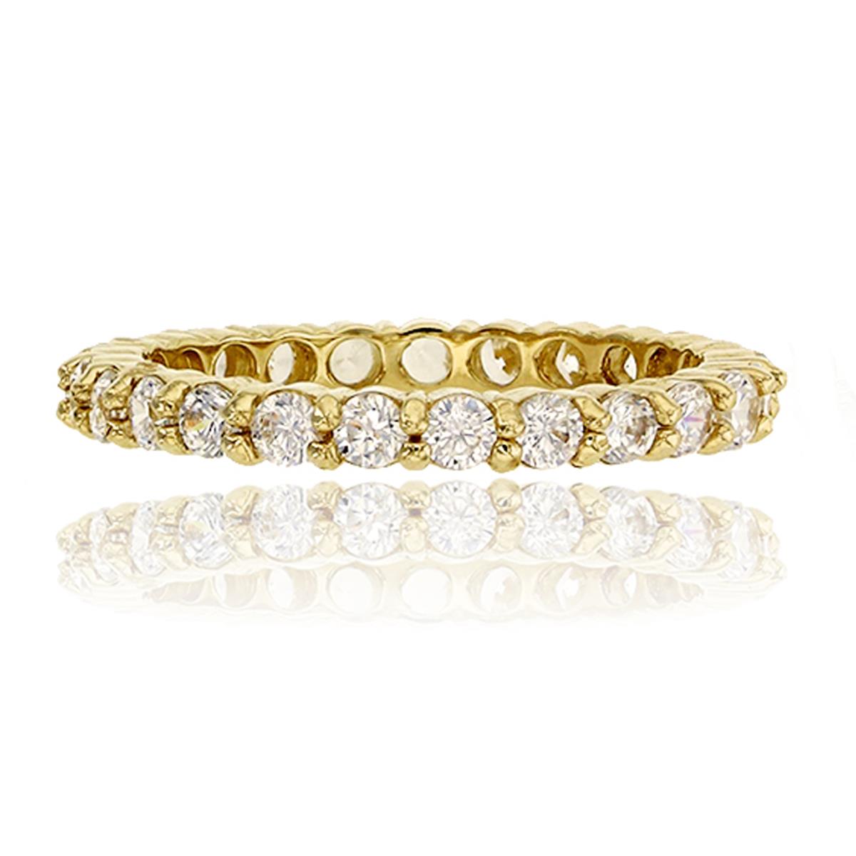 10K Yellow Gold 2.5mm Round CZ Micropave Eternity Ring