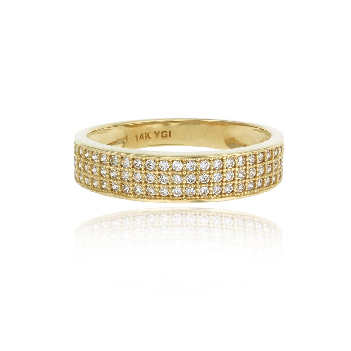 14K Yellow Gold Micropave Round CZ 5mm Anniversary Ring