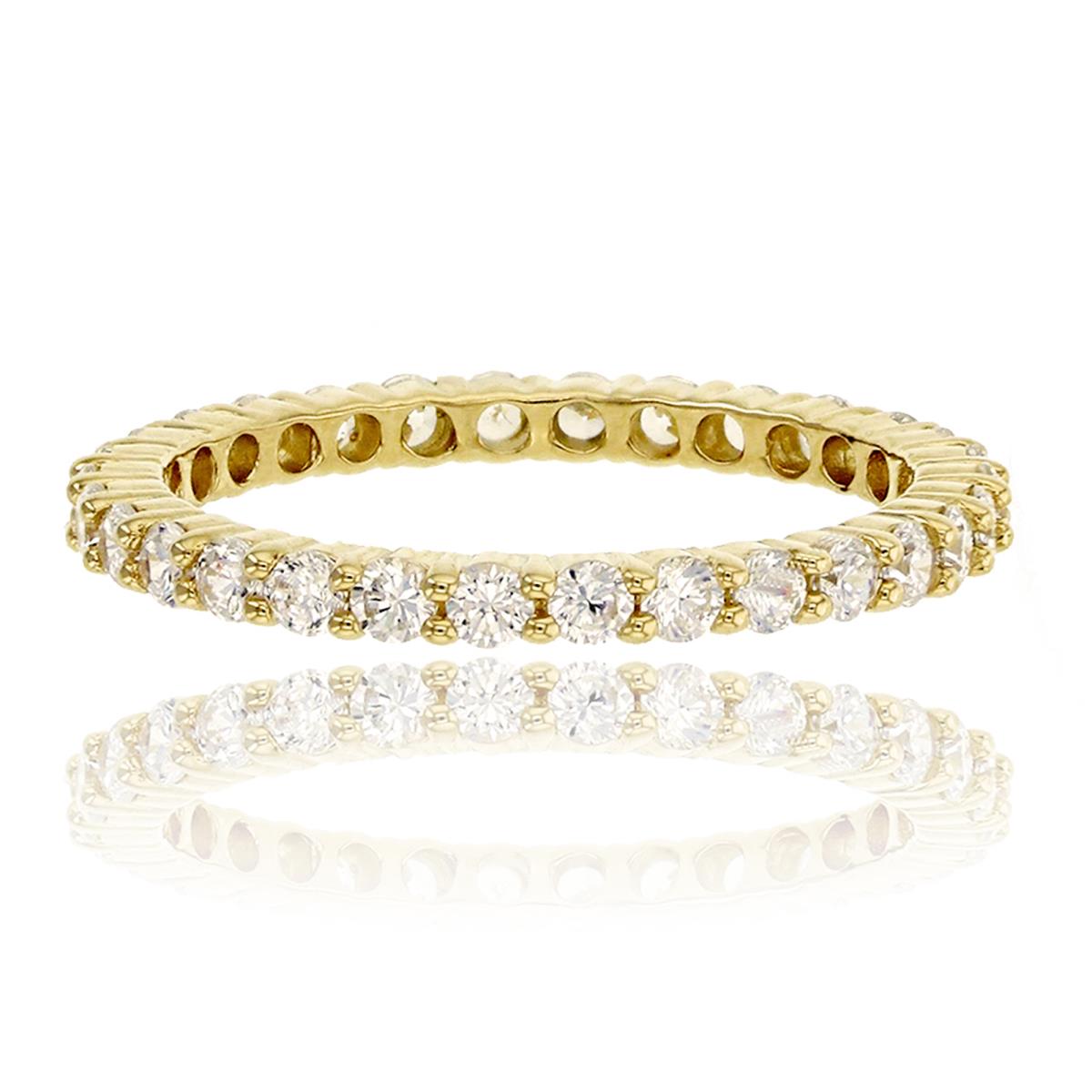 10K Yellow Gold 2mm Round CZ Micropave Eternity Ring