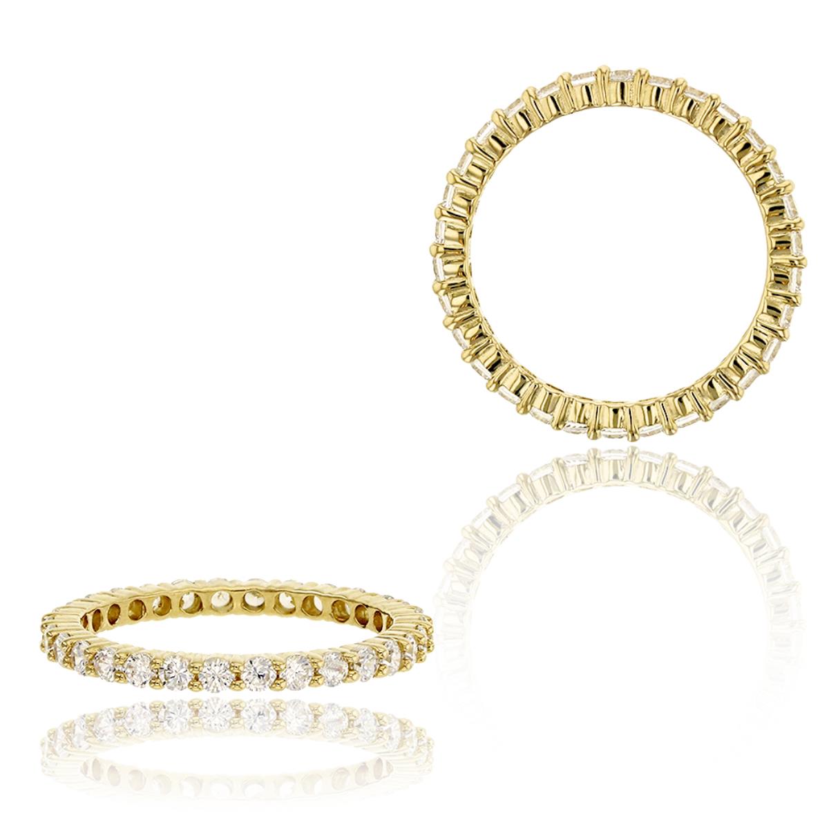14K Yellow Gold 2mm Round CZ Micropave Eternity Ring