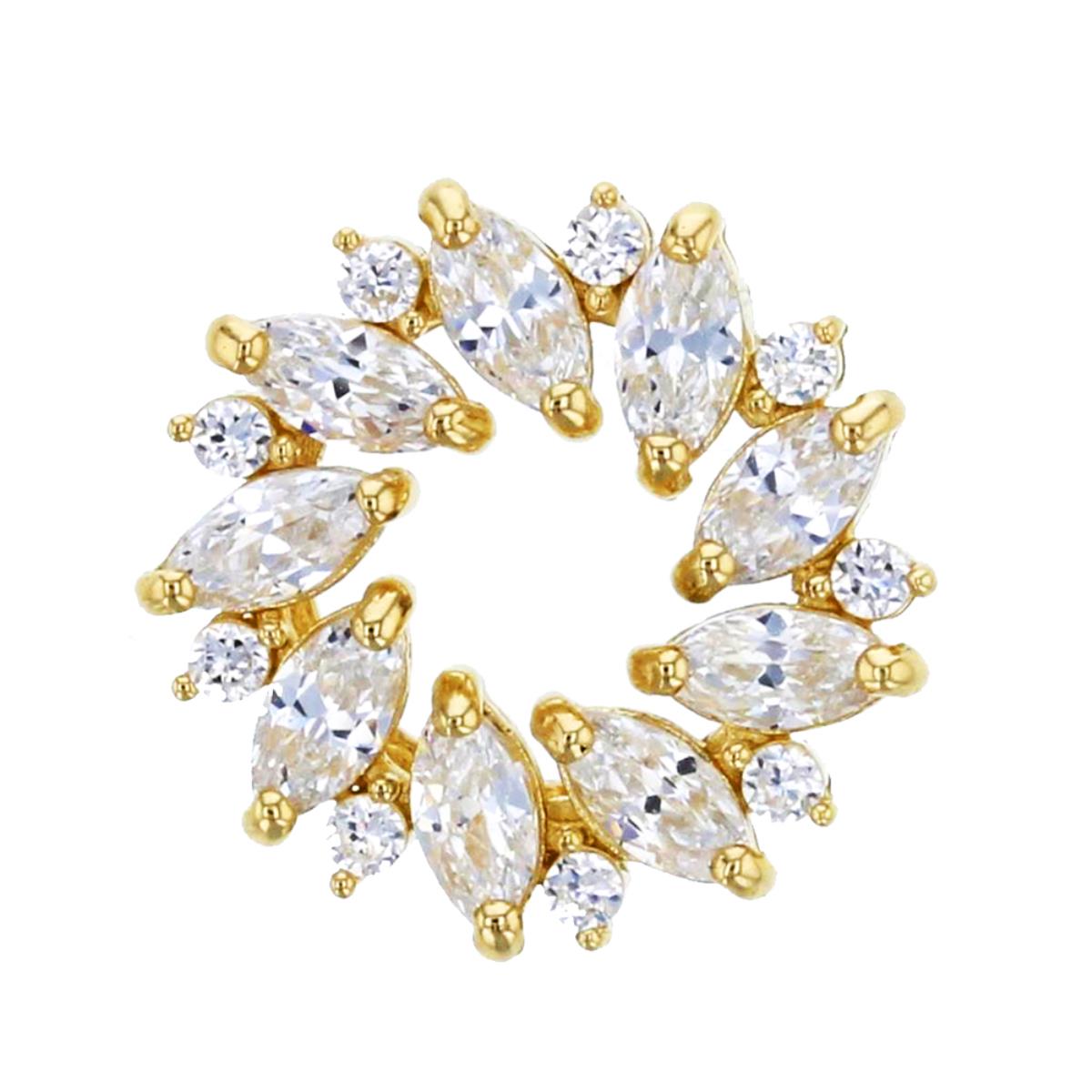 10K Yellow Gold Marquise & Round CZ Wreath Pendant
