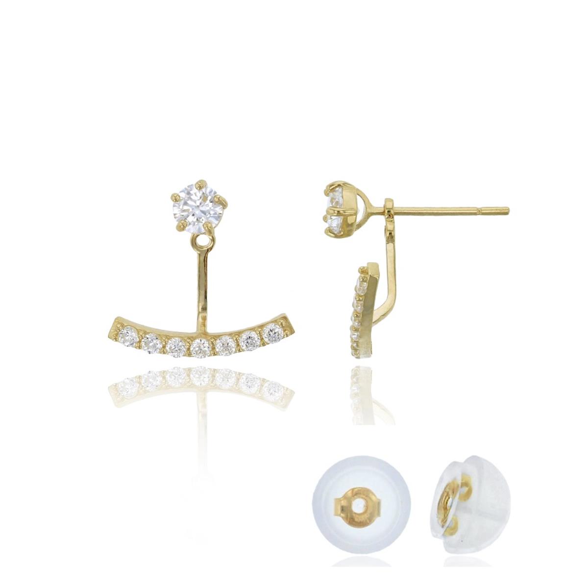 10K Yellow Gold 3mm Rd Solitaire Post with Curved Bar Stud Earring & 10K Silicone Back