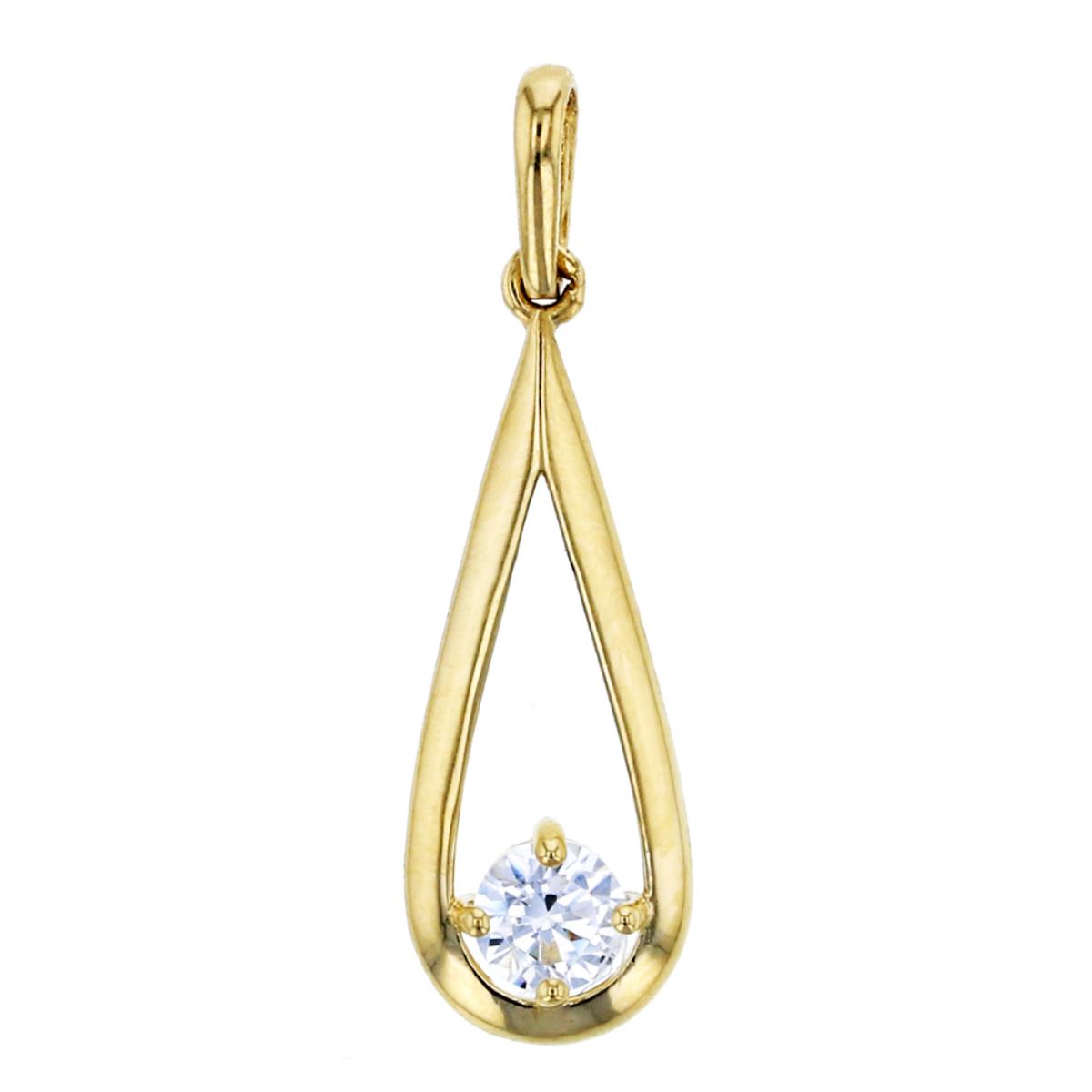 10K Yellow Gold Polished Tear Drop 3.50mm CZ Dangling Pendant