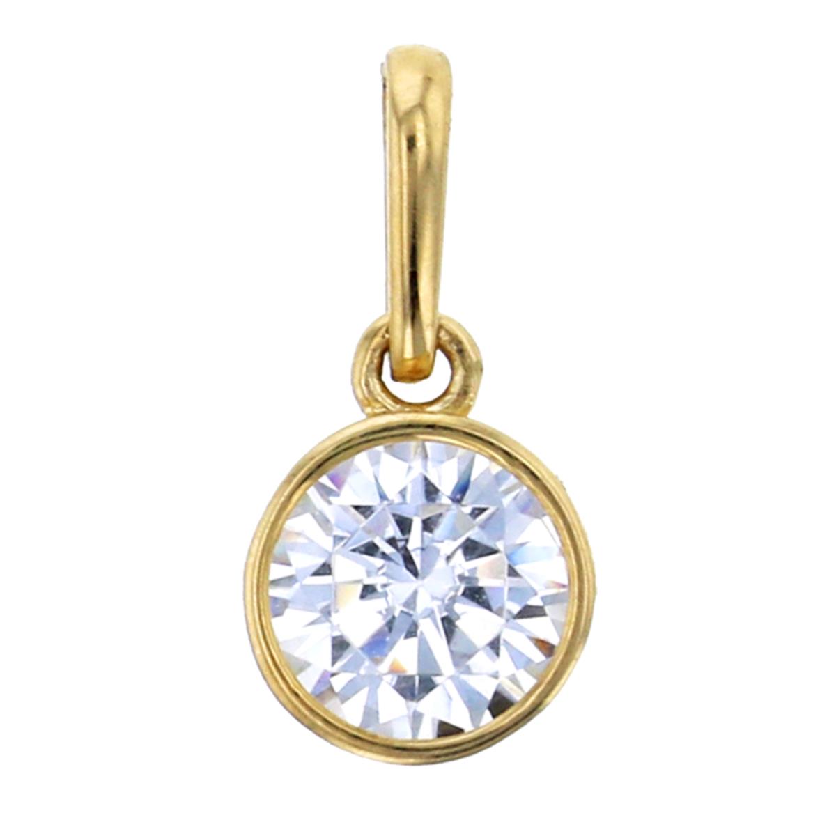 10K Yellow Gold 5mm Round Cut CZ Bezel Solitaire Dangling Pendant