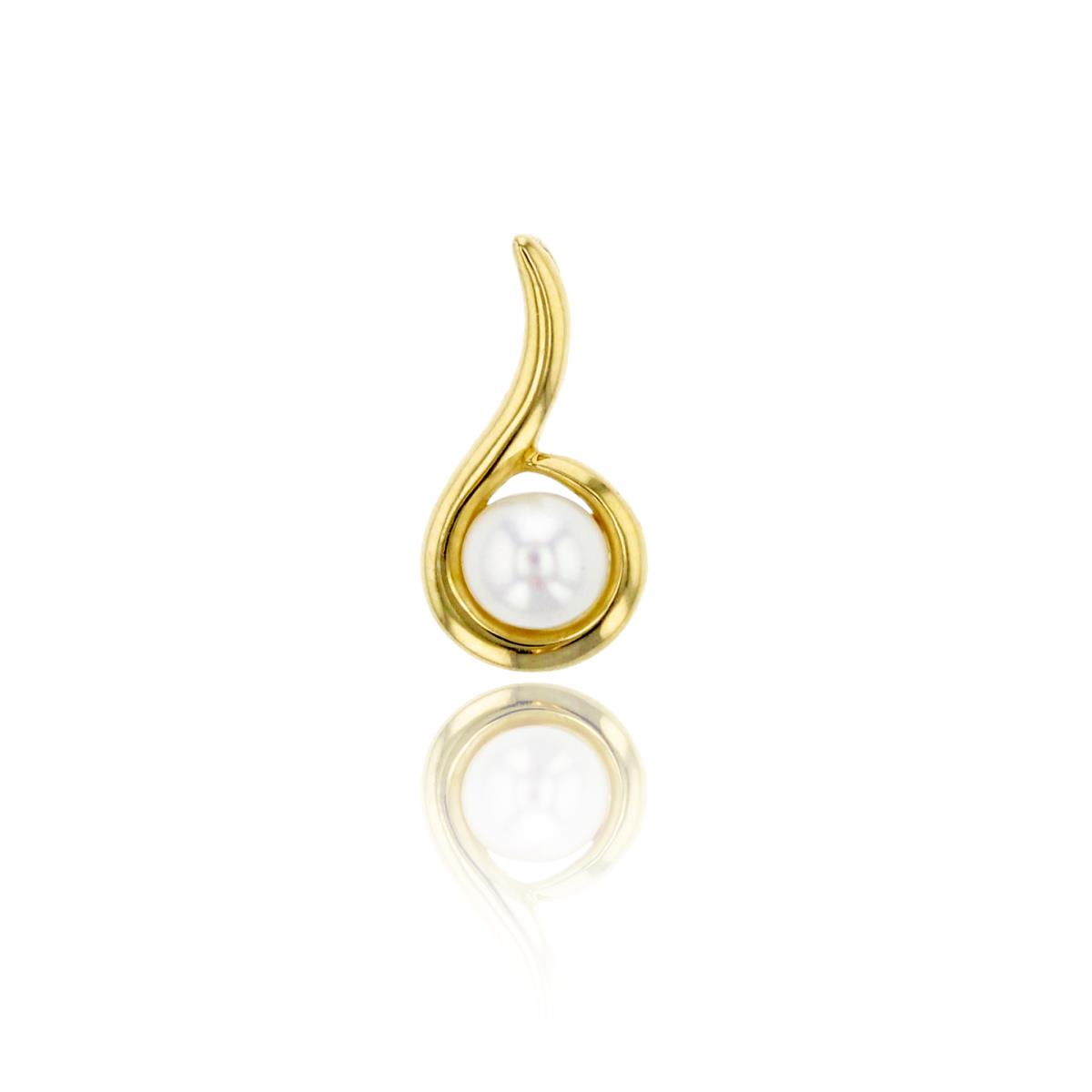 10K Yellow Gold 4mm Fresh Water Pearl Polished Pendant