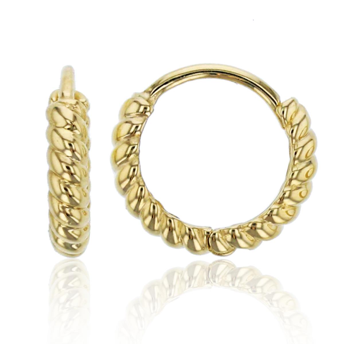 10K Yellow Gold 2x10mm Twisted Huggie Earring