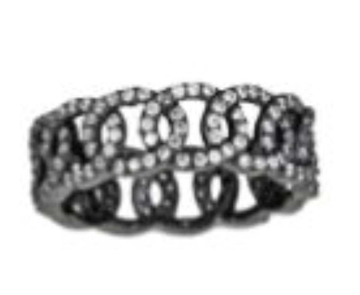Sterling Silver Black Olympic Pave Ring