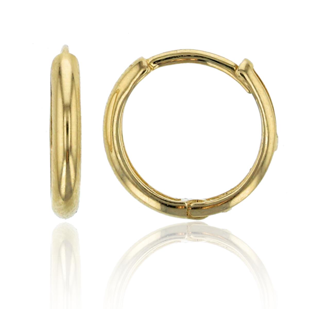 10K Yellow Gold 2x10mm Polished Dome Huggie Earring
