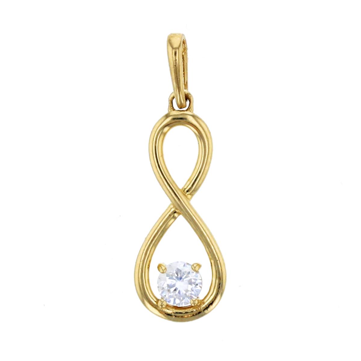 14K Yellow Gold Infinity 3.25mm CZ Solitaire Dangling Pendant