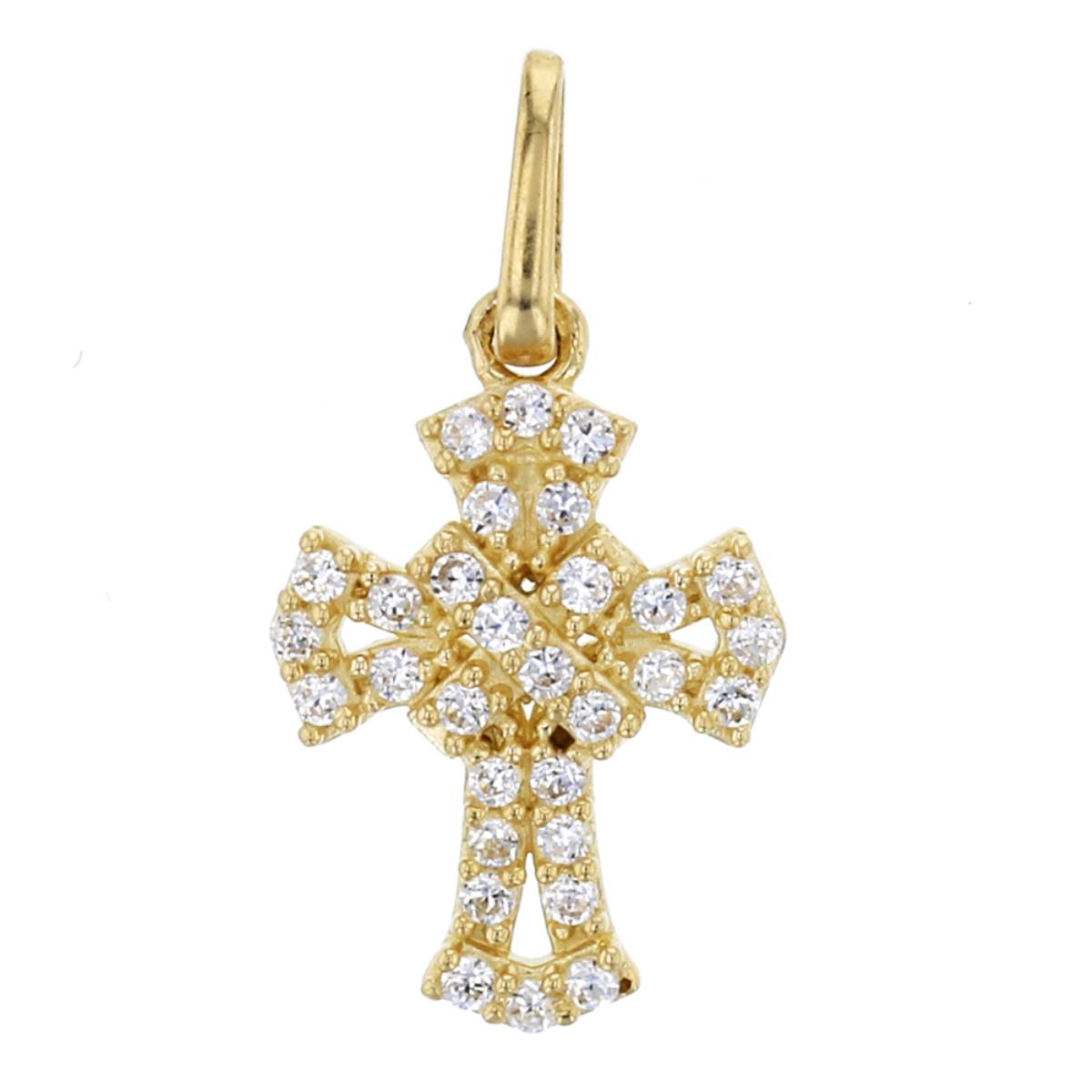 10K Yellow Gold 17x9mm Micropave CZ Cross Dangling Pendant