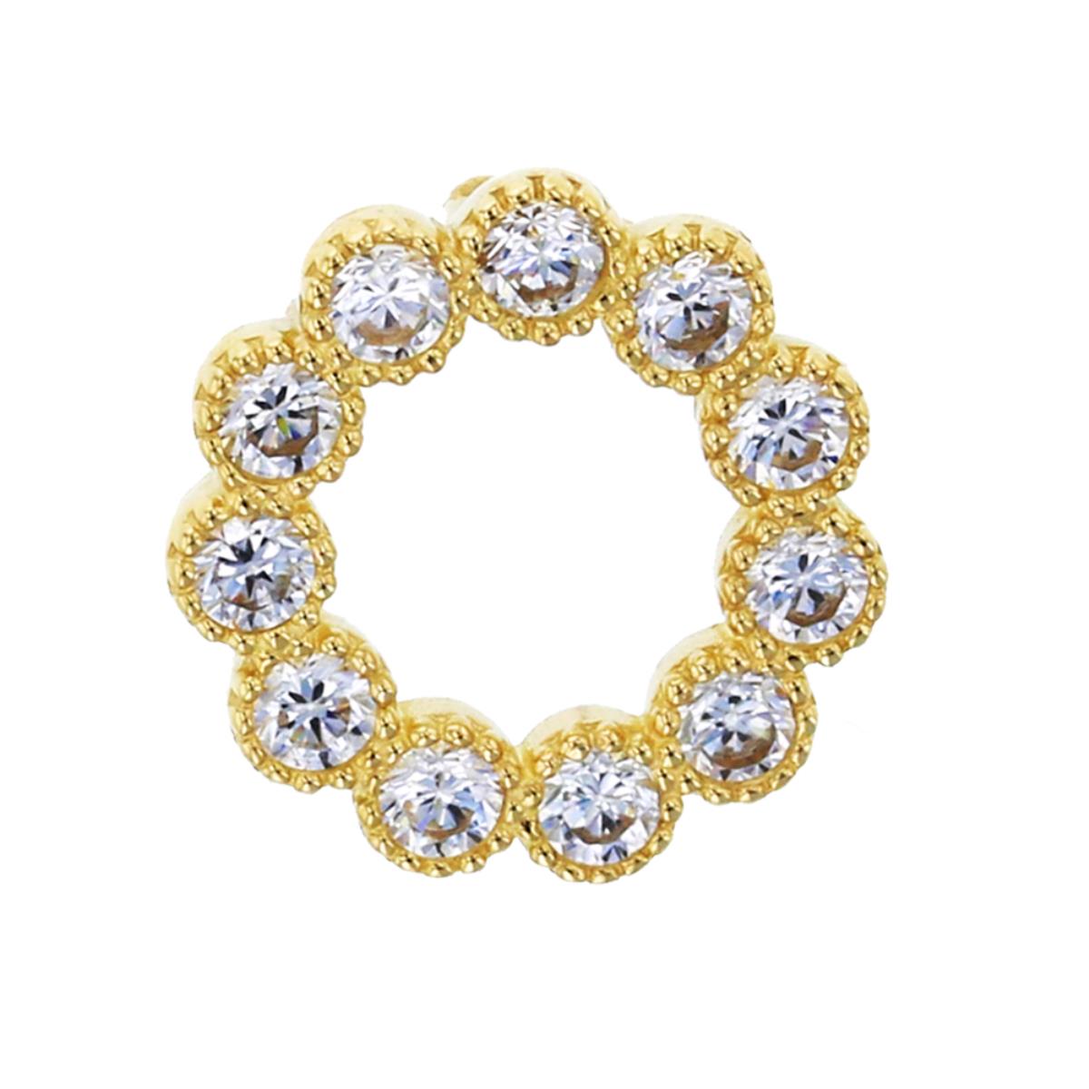 10K Yellow Gold Pave Milgrain Bubble Open Circle CZ Pendant