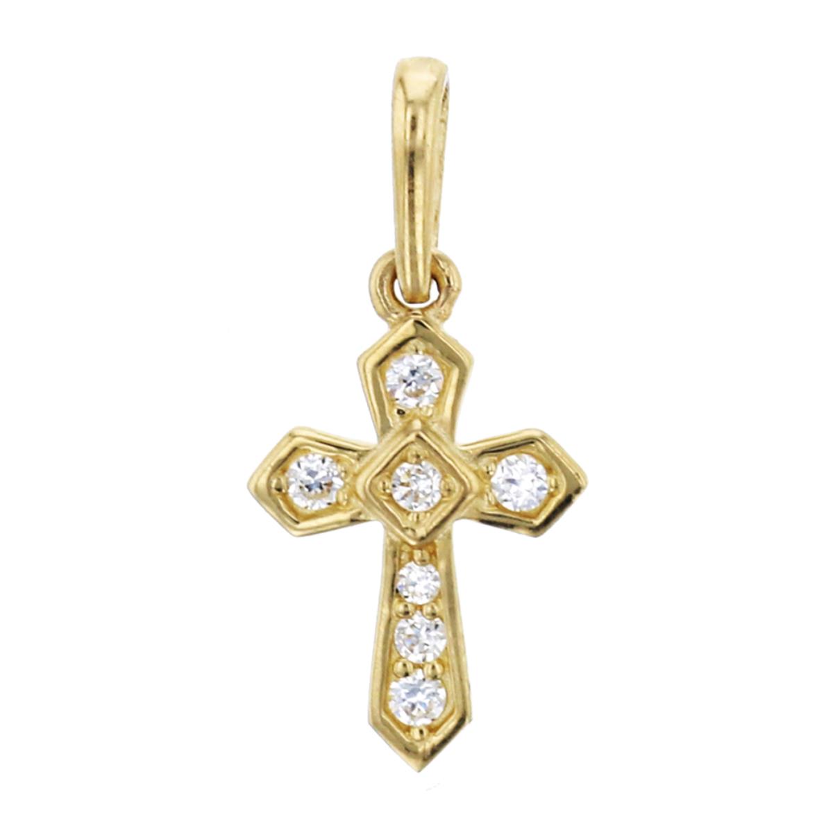 10K Yellow Gold Polished CZ Cross Dangling Pendant