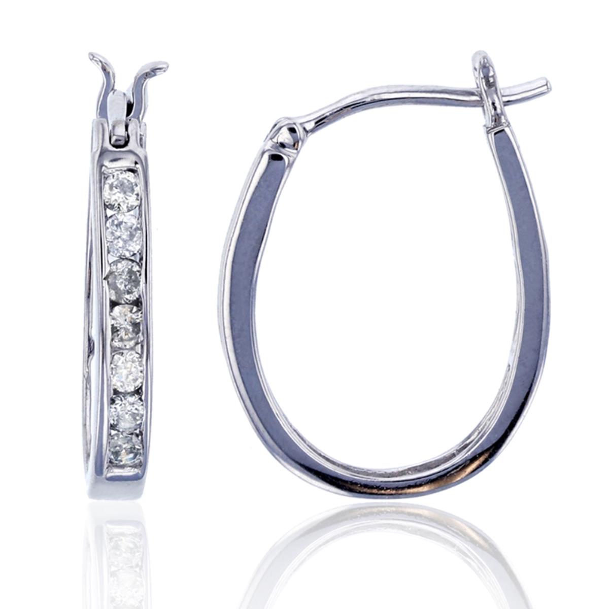 10K White Gold 0.50CTW 3.5pt Rd Dia U-Shaped Channel Hoop Earring (H-I, I2-I3)