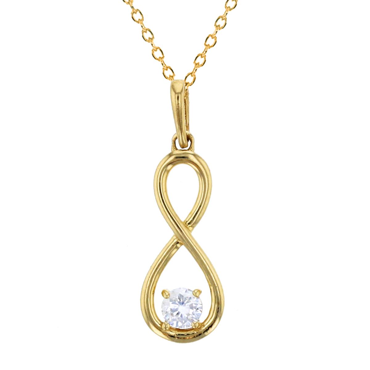 14K Yellow Gold Infinity 3.25mm CZ Solitaire Dangling 18" Necklace