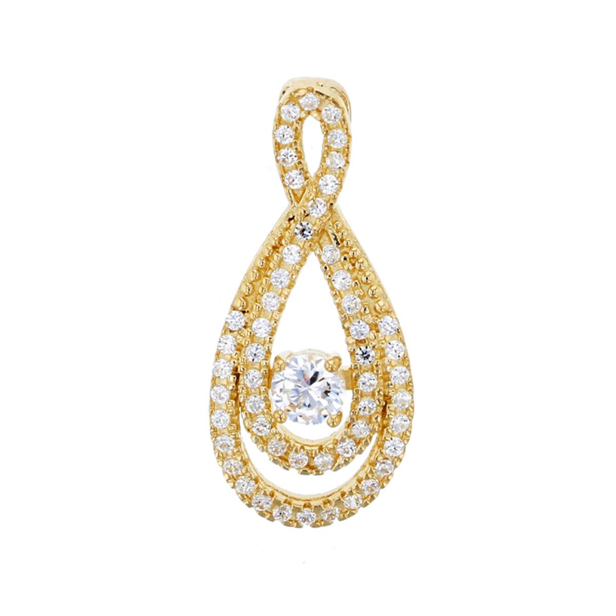 14K Yellow Gold Micropave Infinity CZ 22x10mm 18" Necklace