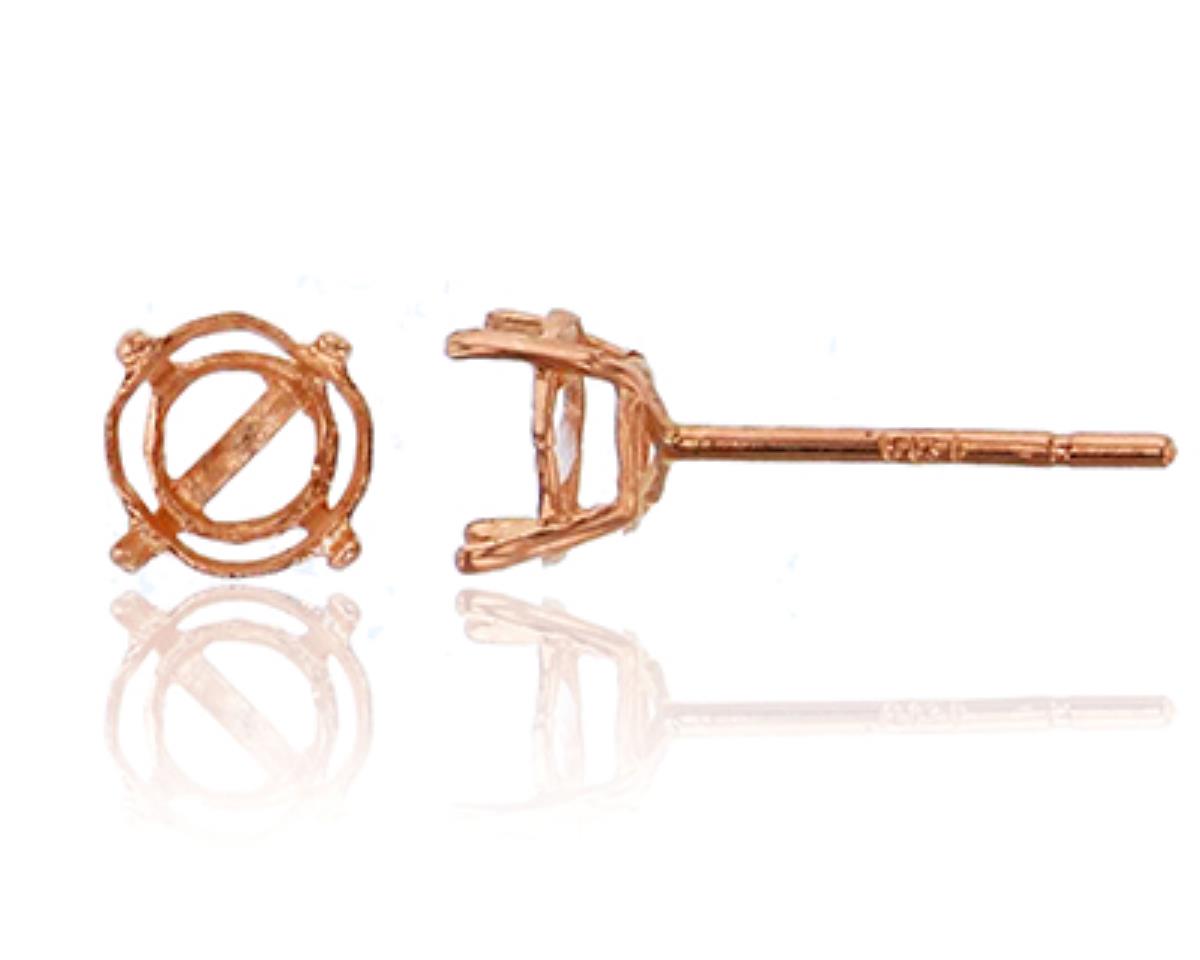 14K Rose Gold 4mm Rd Cast Earring Basket (PR)