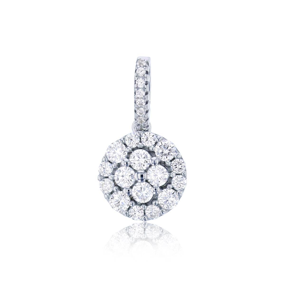 Sterling Silver Rhodium Pave CZ Cluster Dangling Pendant