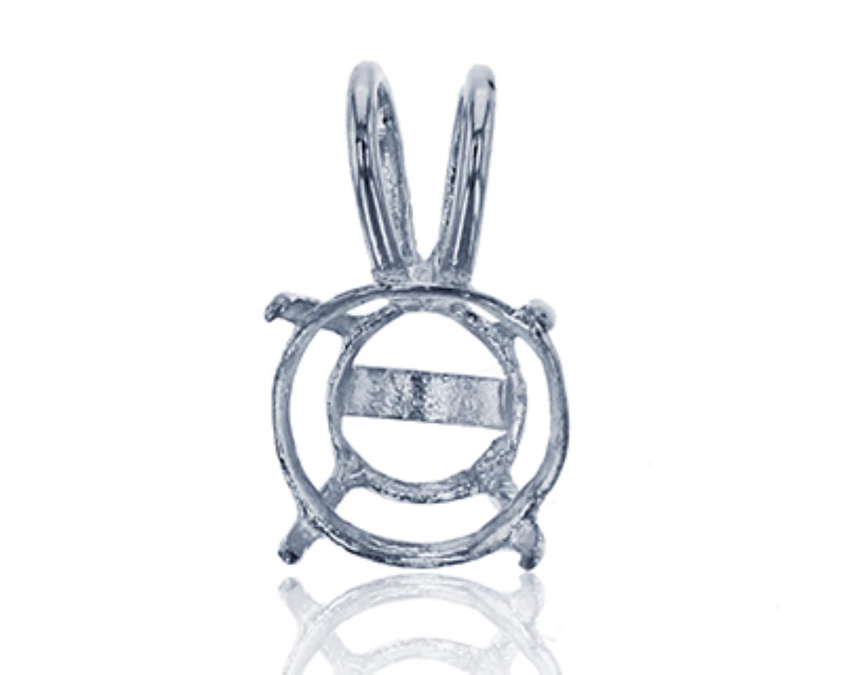 14K White Gold 6mm Rd Rabbit Ear Pendant Basket 