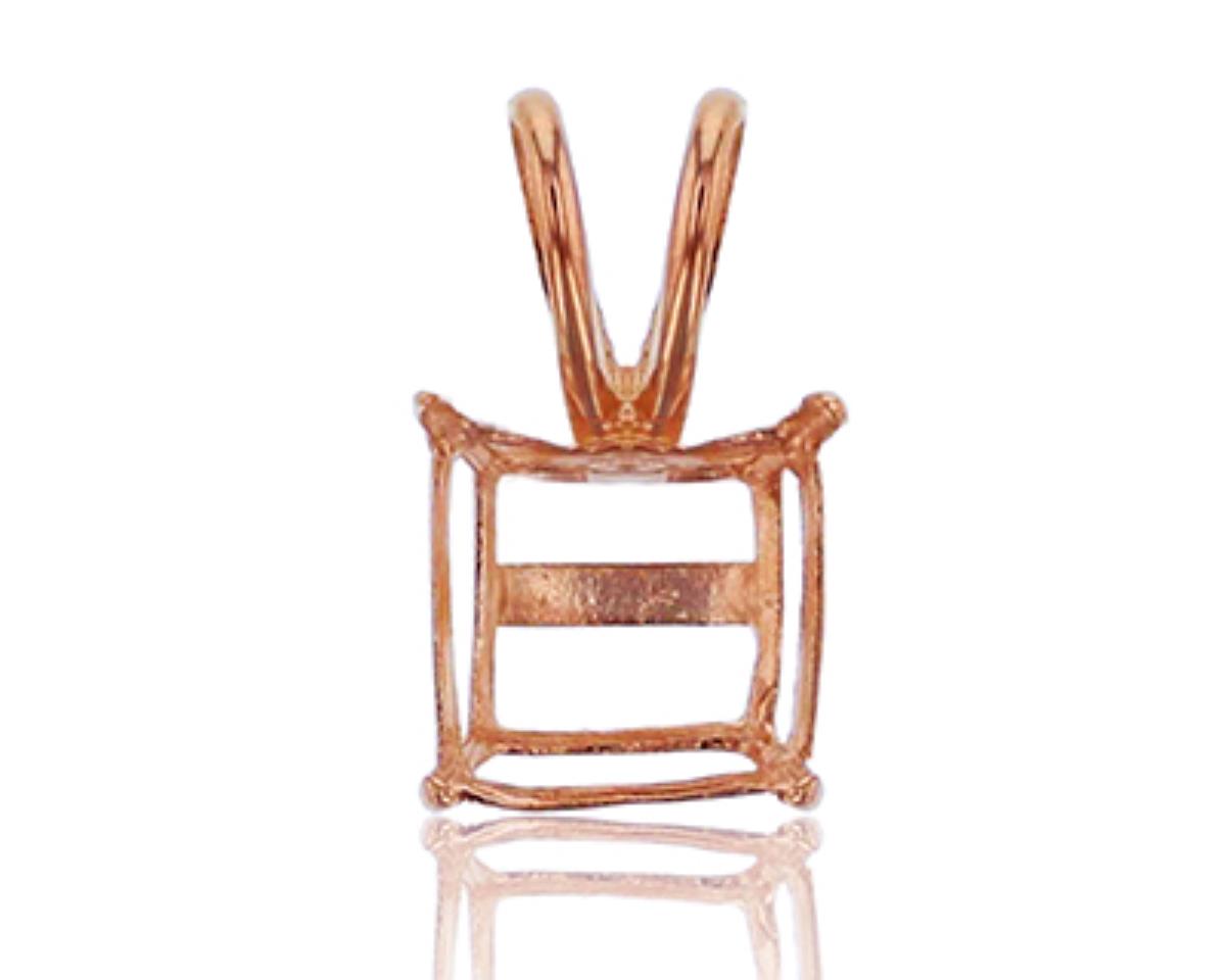 14K Rose Gold 5mm Sq Rabbit Ear Pendant Basket 