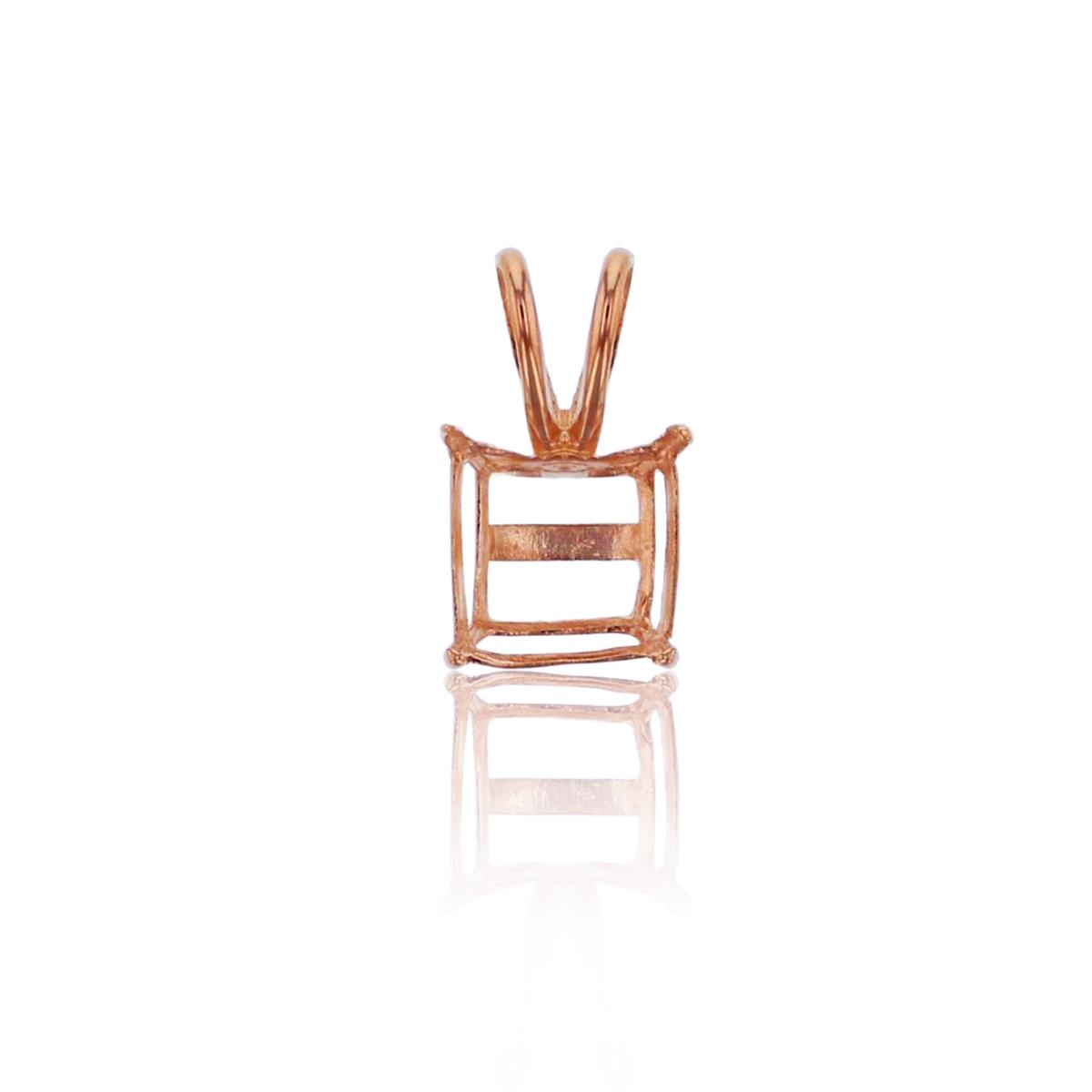 10K Rose Gold 5mm Sq Rabbit Ear Pendant Basket 