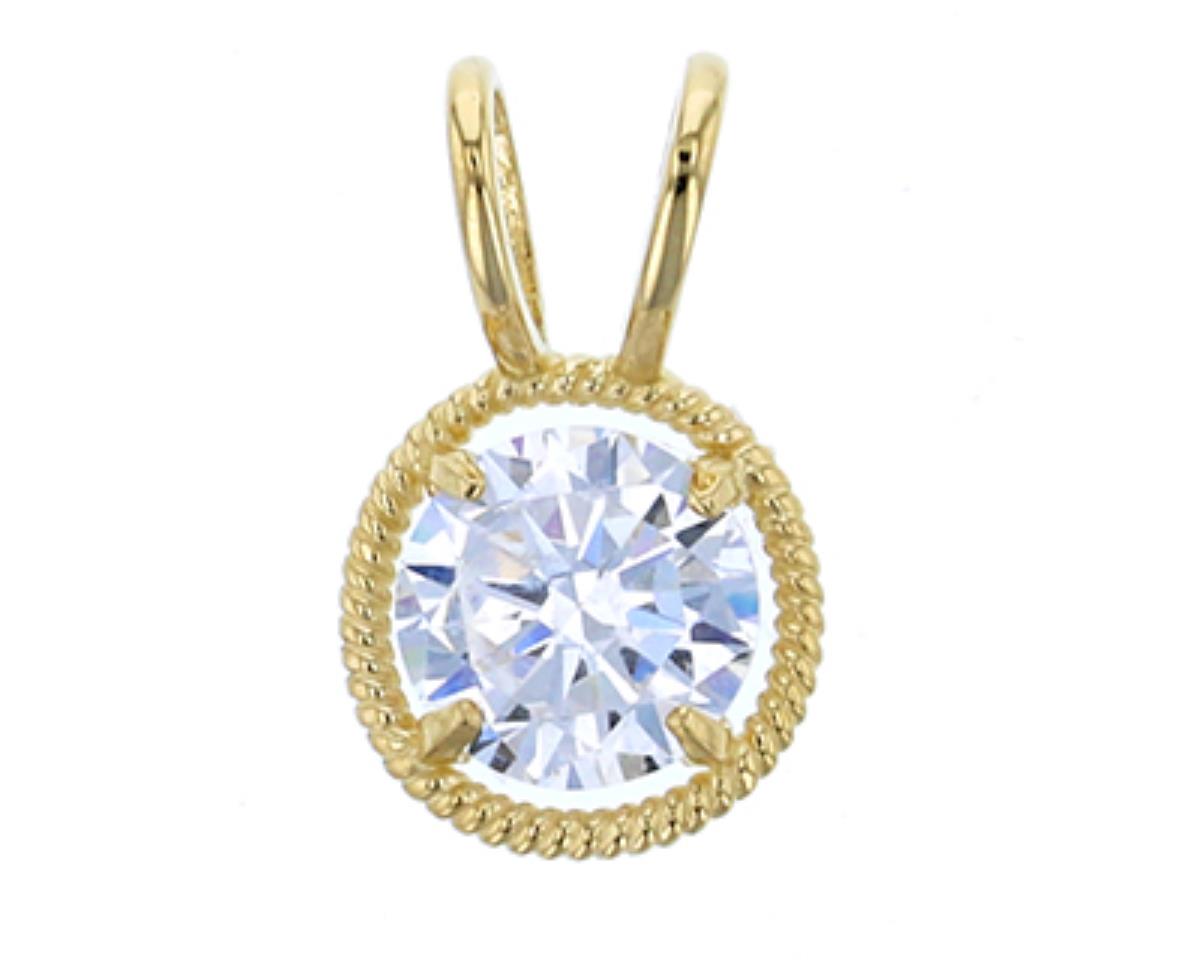10K Yellow Gold 5.00mm Round Halo Rope Double Bail Pend