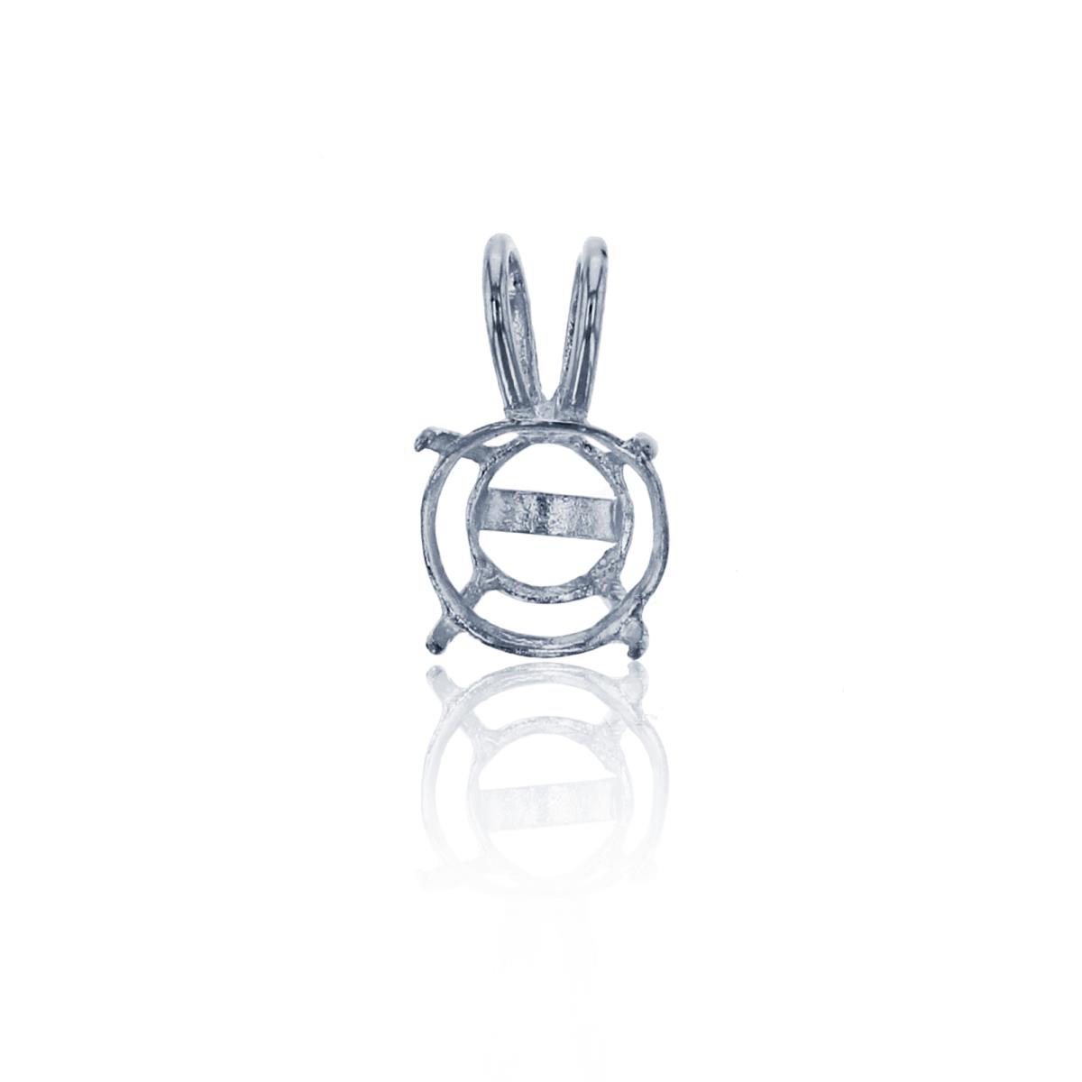 10K White Gold 6mm Rd Rabbit Ear Pendant Basket 