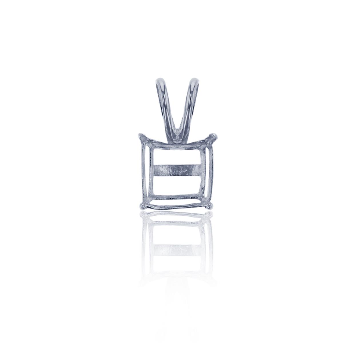 10K White Gold 5mm Sq Rabbit Ear Pendant Basket 