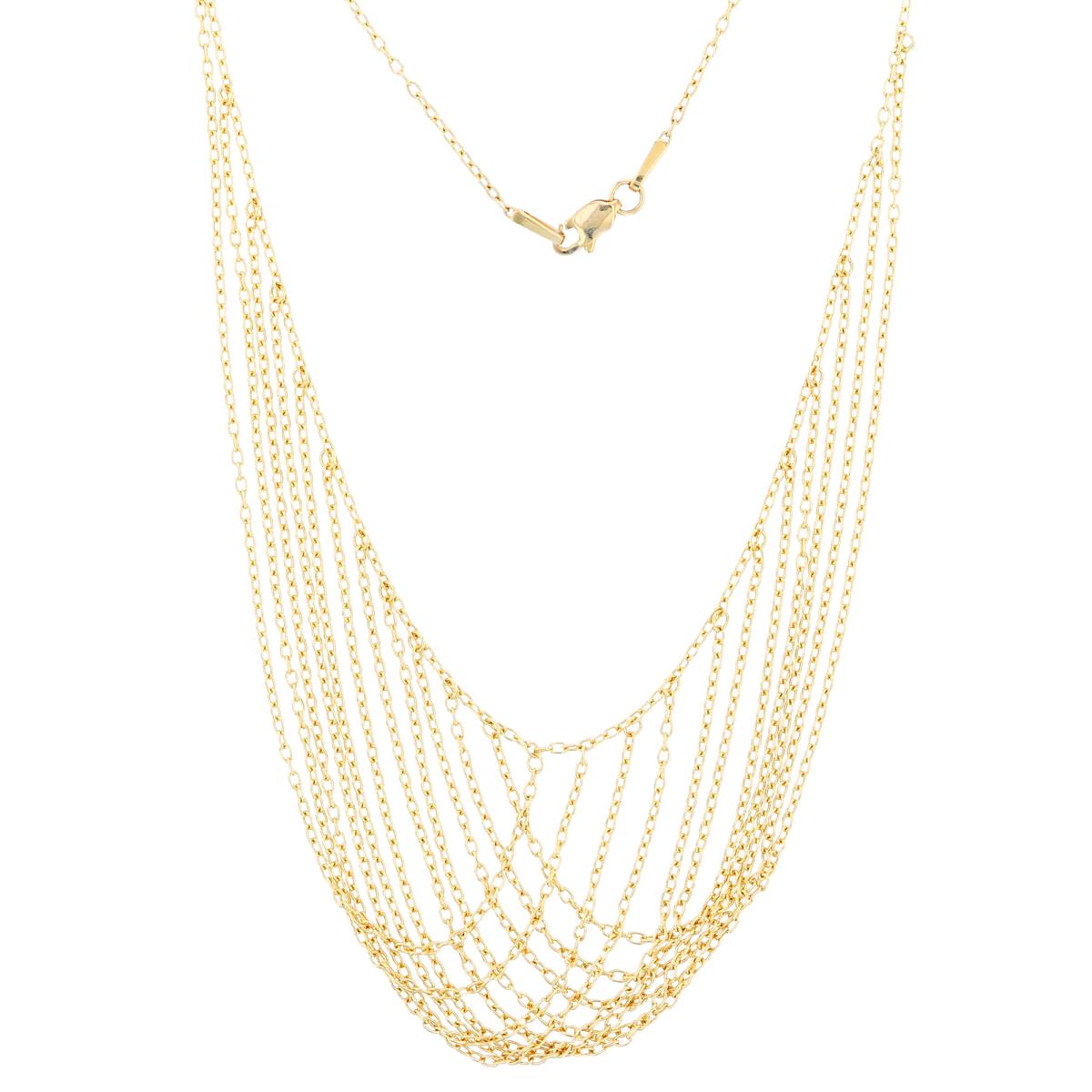 14K Yellow Gold Multi-Strand Layered 17" Rolo Chain Necklace