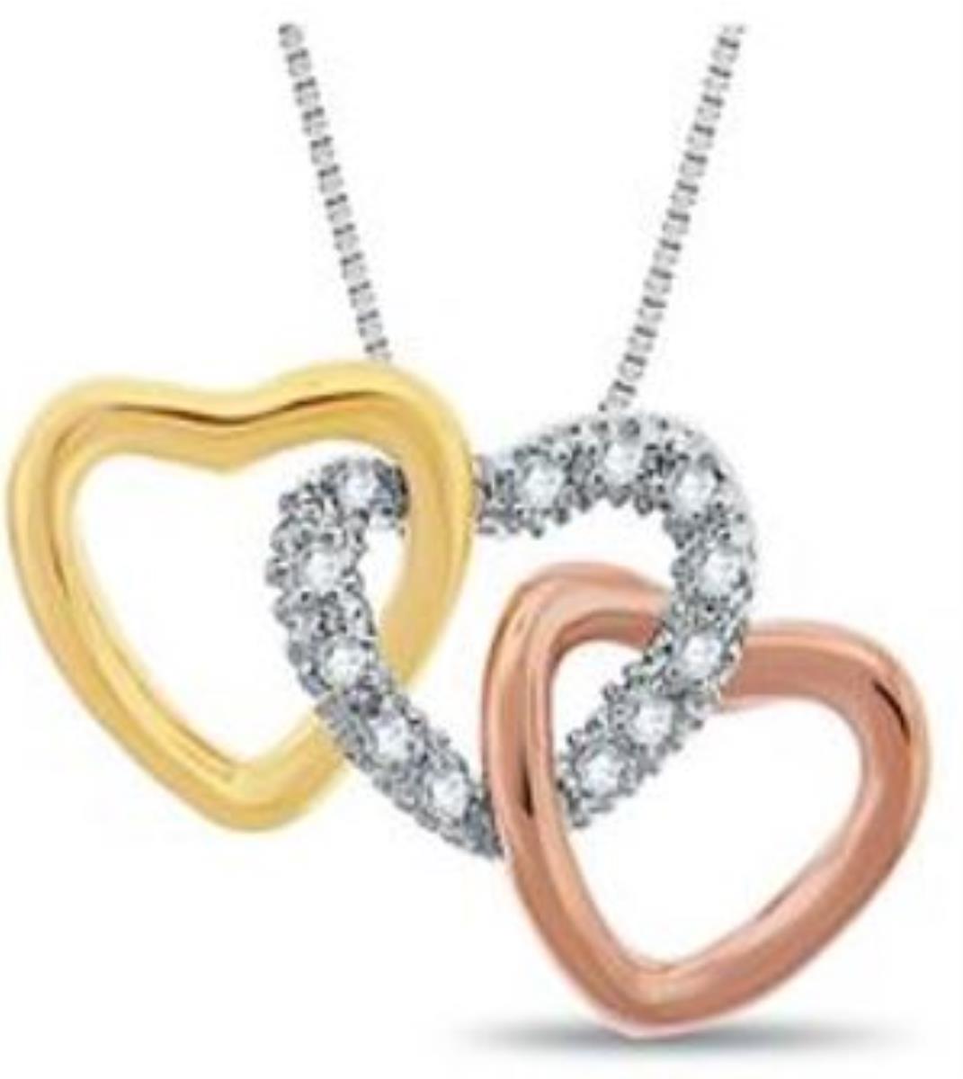 Platinum Plated Brass Tri-Color Interlocked CZ Necklace