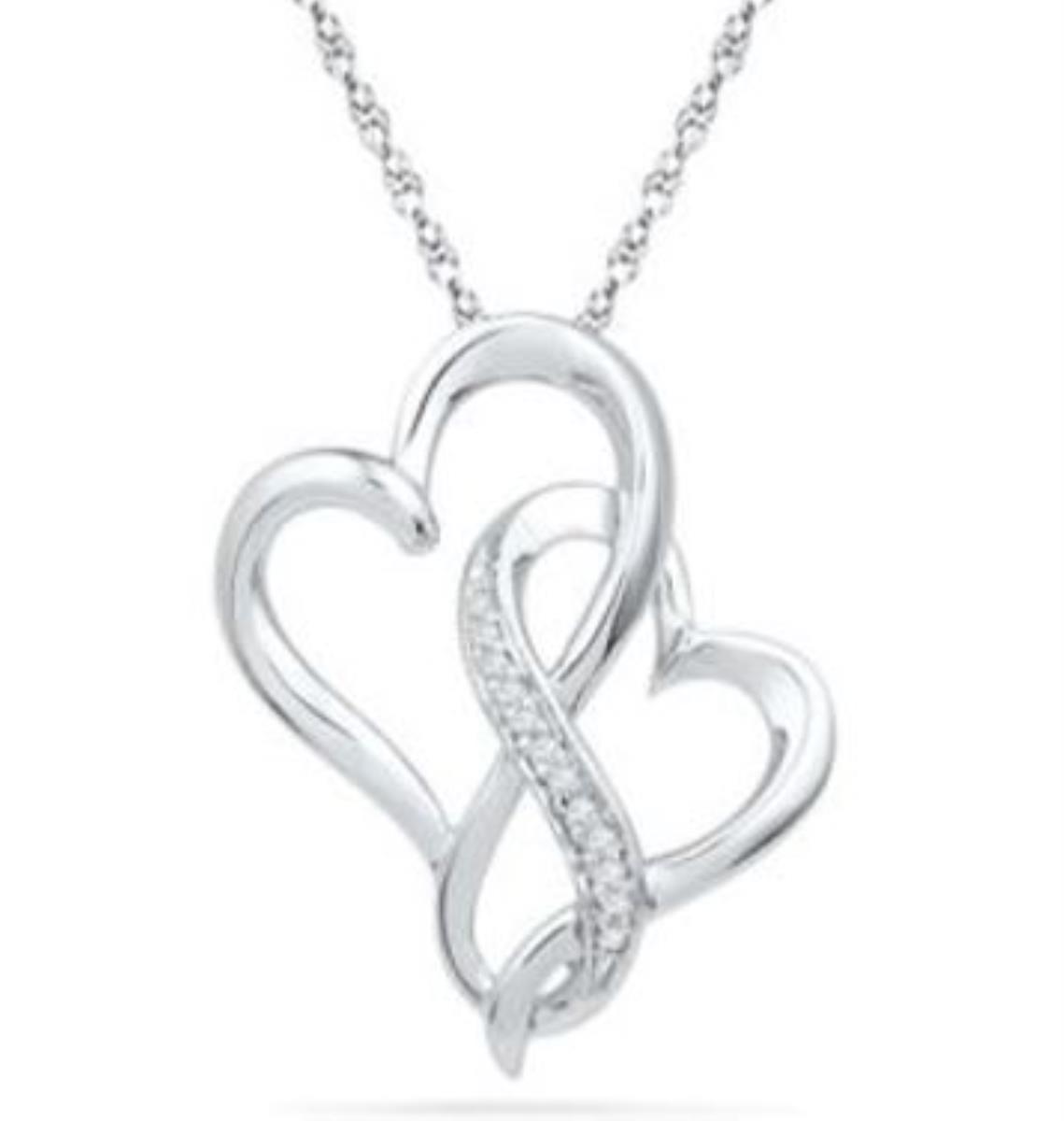 Platinum Plated Brass Interlocked Infinity Heart Necklace