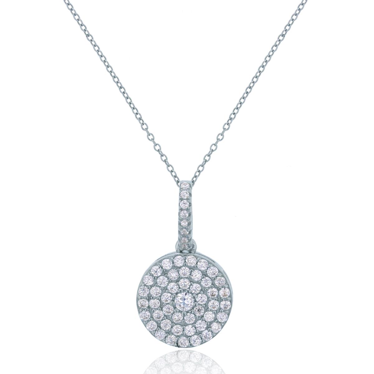 Sterling Silver Rhodium Round CZ Circle Dangling 18" Necklace