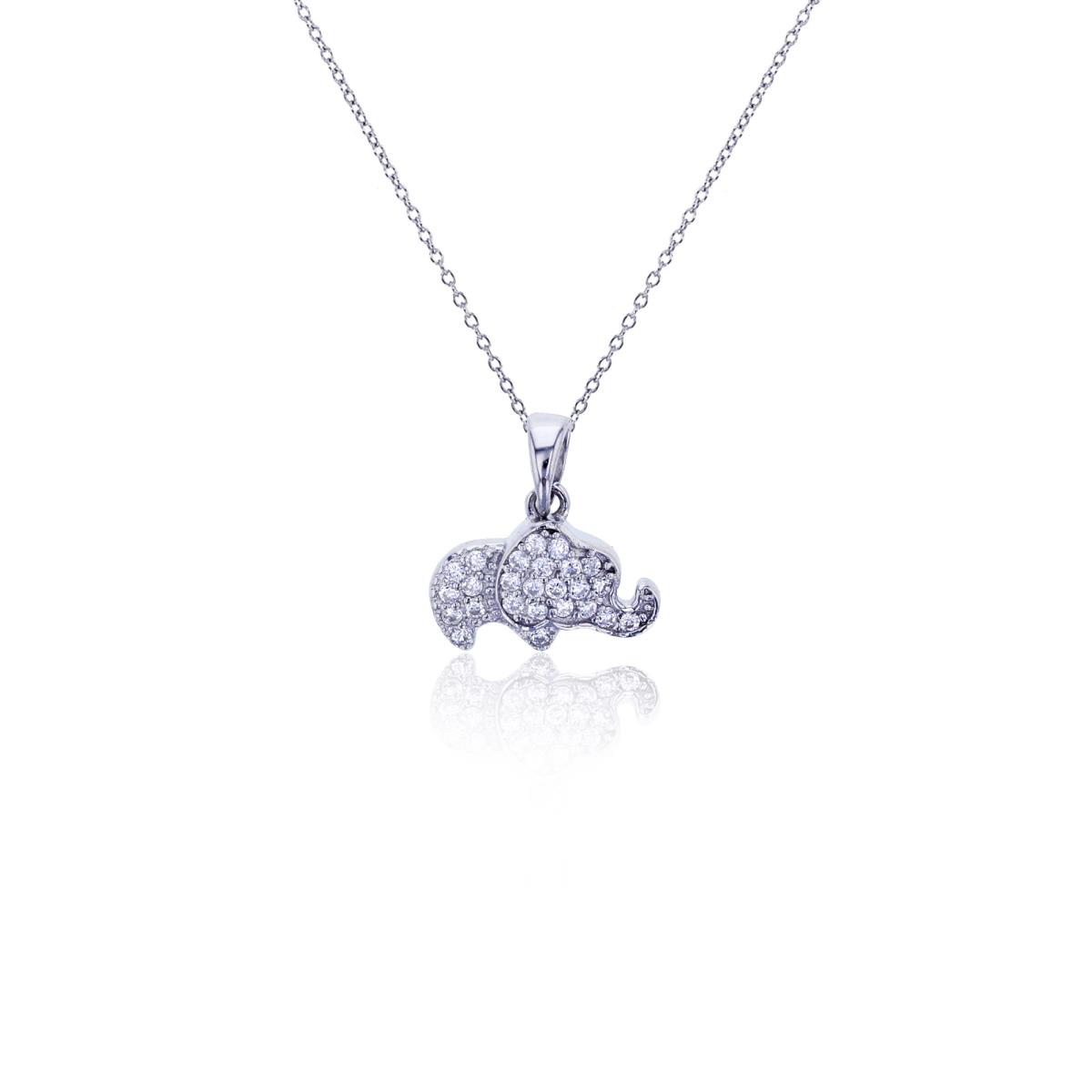 Sterling Silver Rhodium Pave Baby Elephant 13+2" Necklace