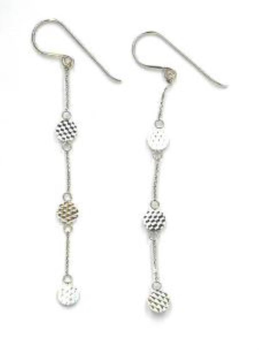 10K Yellow Gold Diamond Cut Flat Circle Dangling Earring