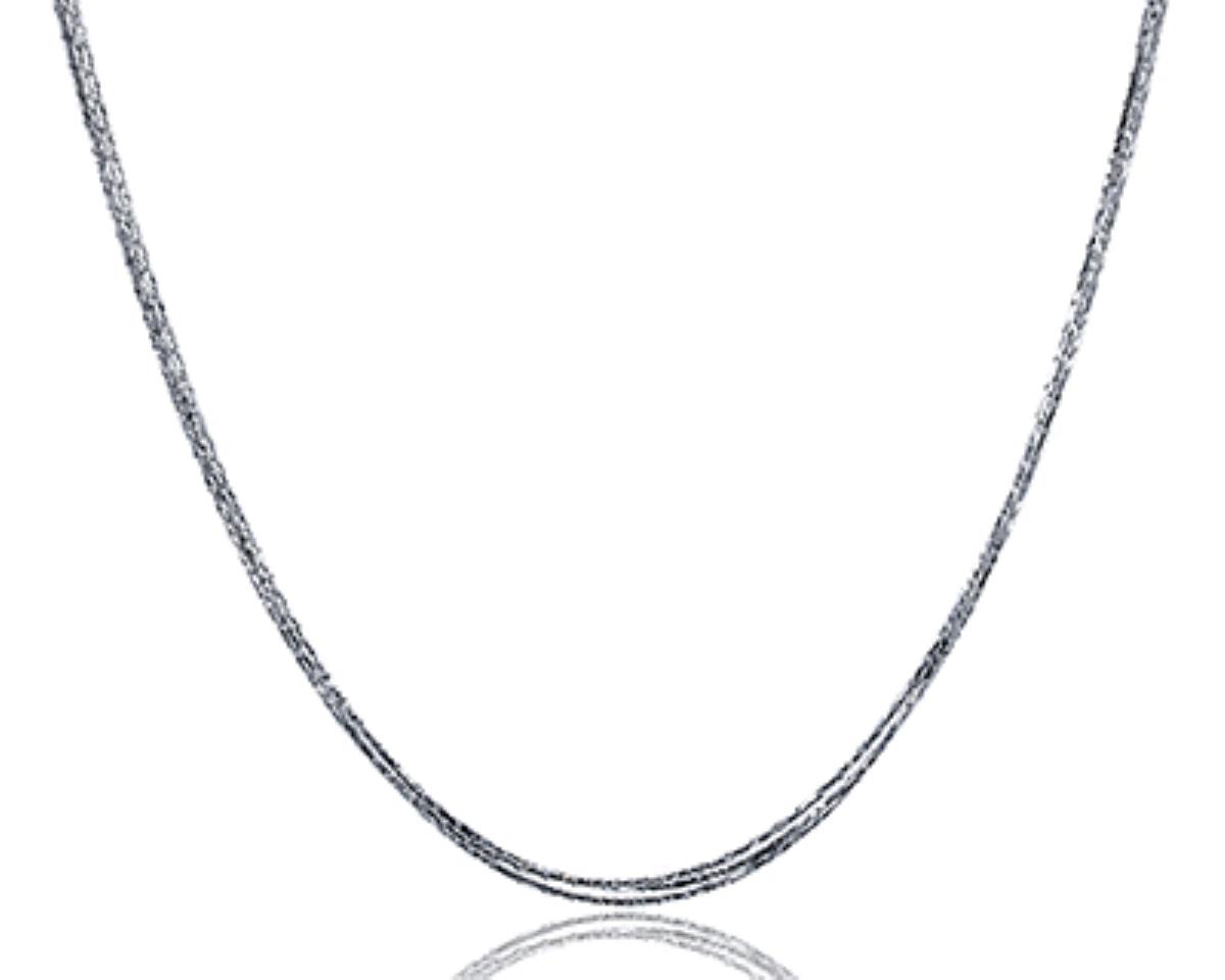 Sterling Silver Rhodium 3 Strand Cardano 16" Chain Necklace