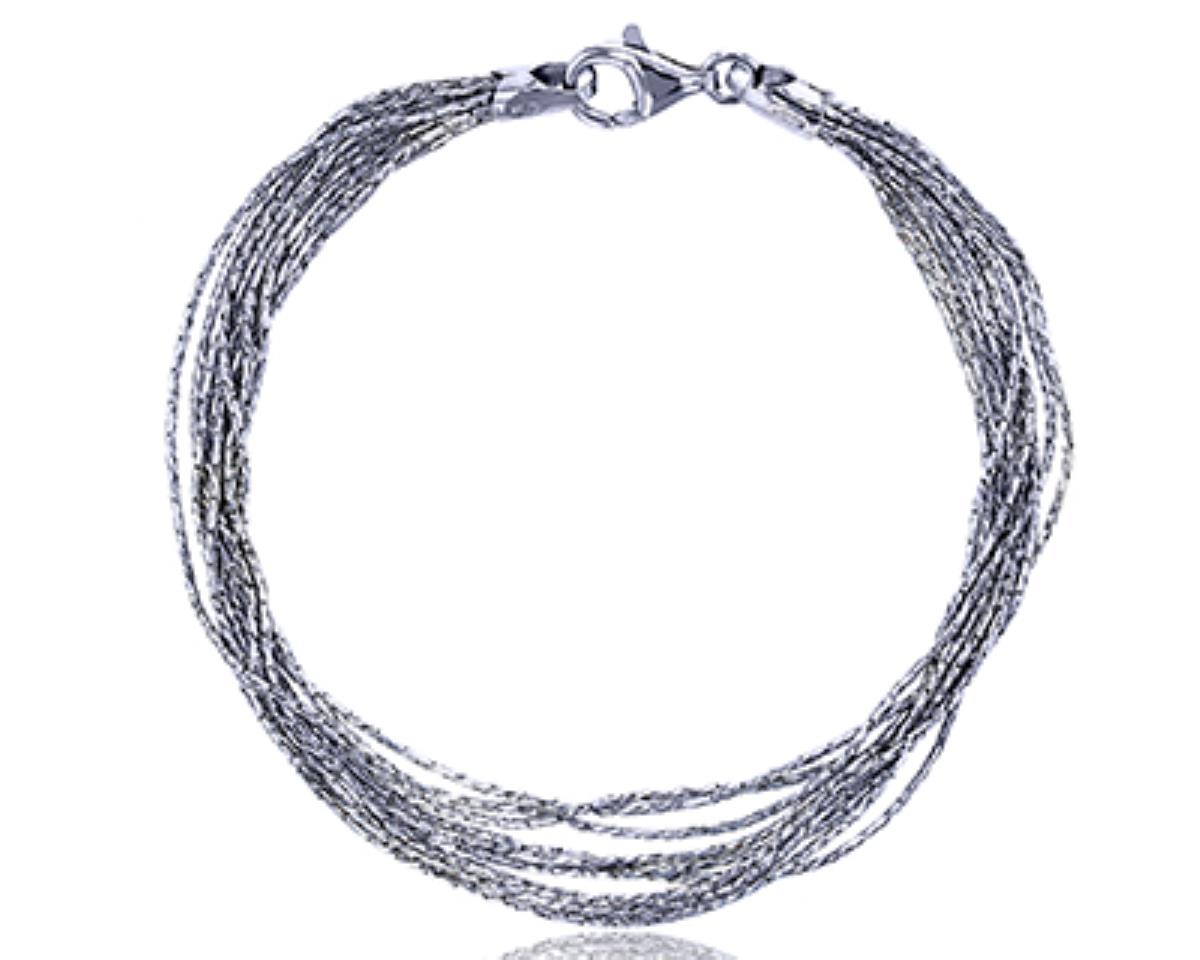 Sterling Silver Rhodium 9 Strand Cardano 7.25" Chain Bracelet