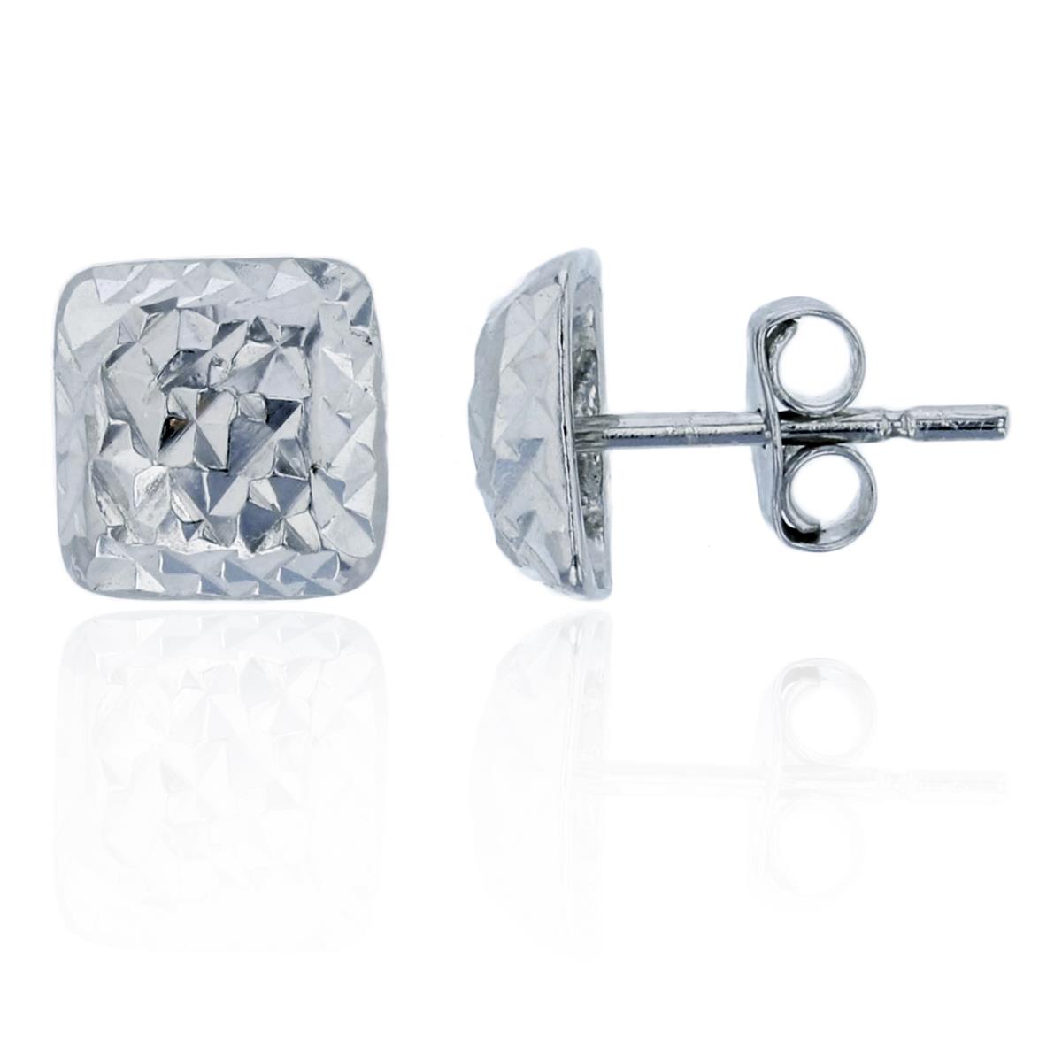 Sterling Silver Rhodium 7x7mm DC Square Stud Earring