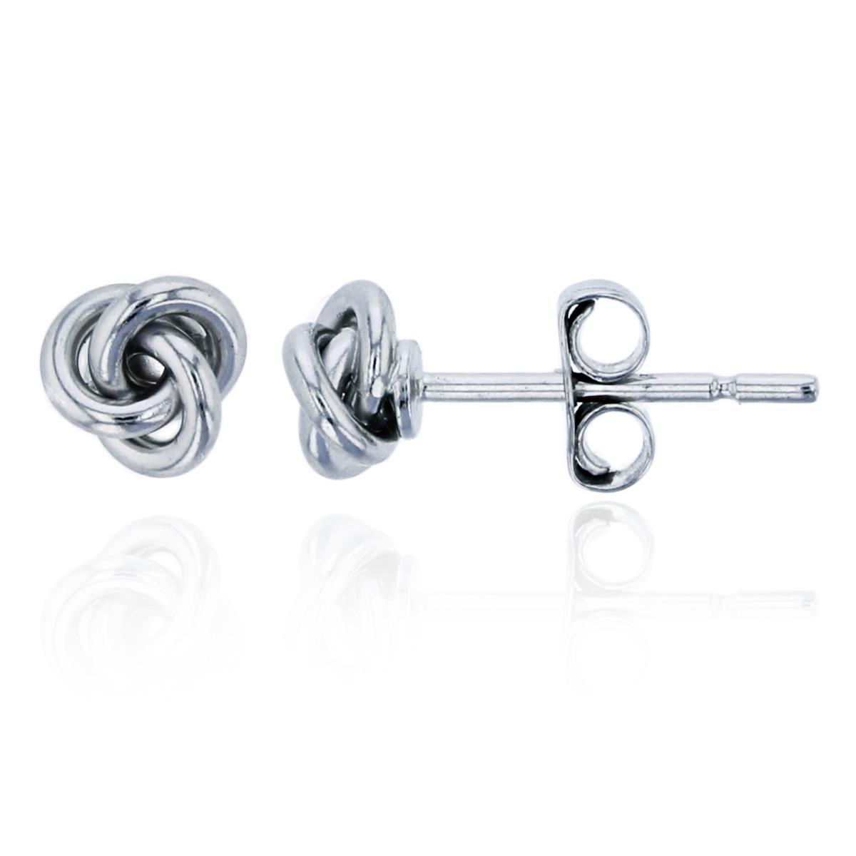 Sterling Silver Rhodium 5mm Polished Knot Stud Earring