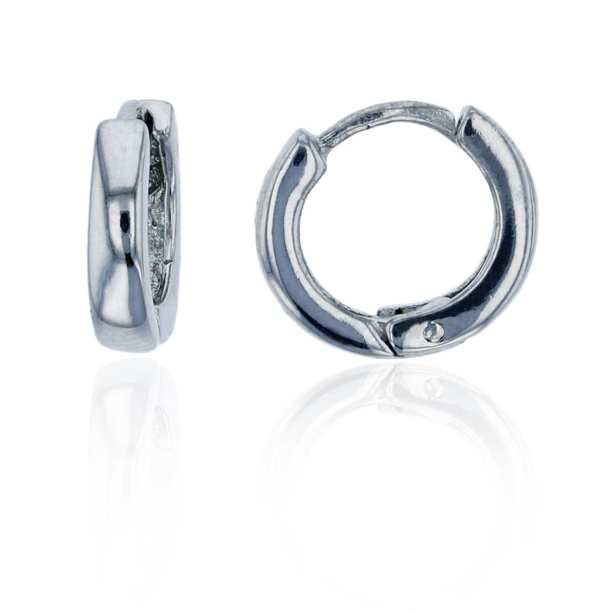 Sterling Silver Rhodium 11x2mm Polished Huggie Earring